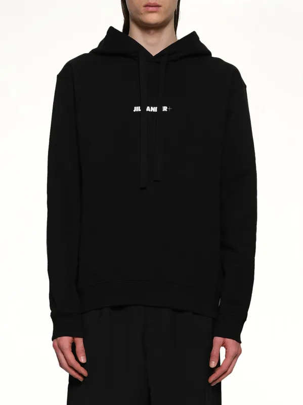 Plus Compact Terry Hoodie in Black made by Jil Sander