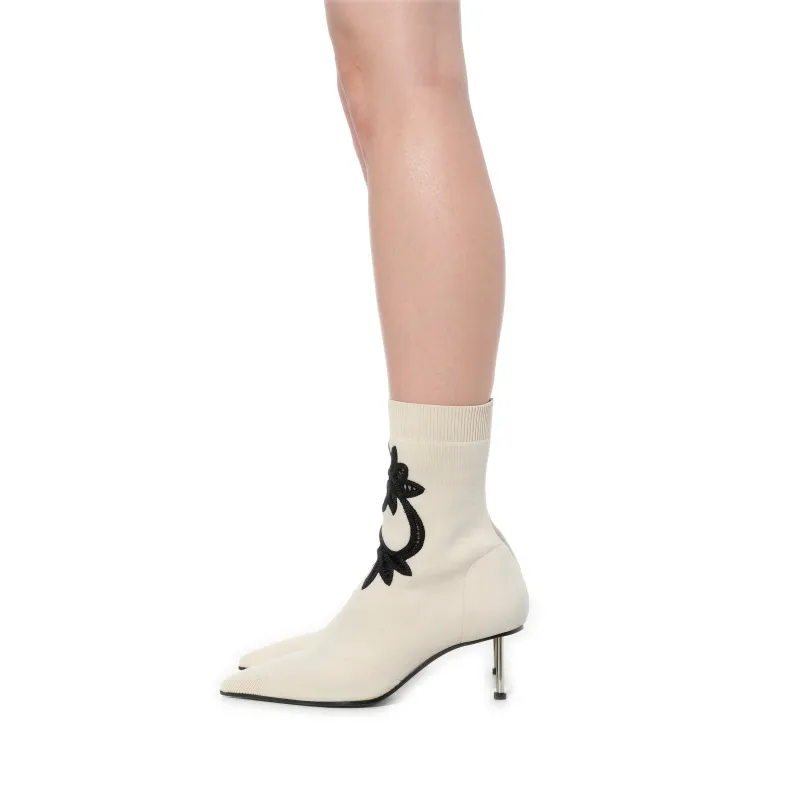 Fabric Leather Boots in Ivory sold by MARAIS