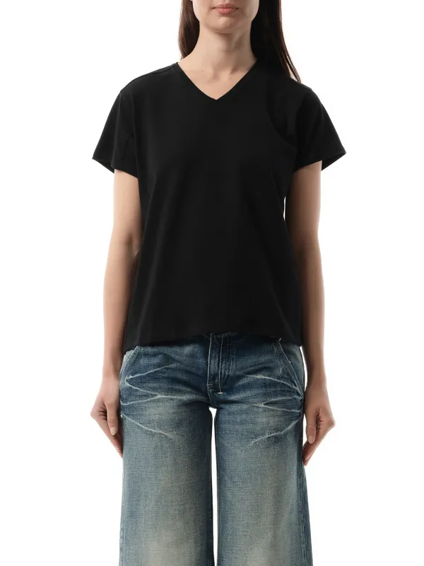 V-Neck Short Sleeve T-Shirt in Black sold by MARAIS