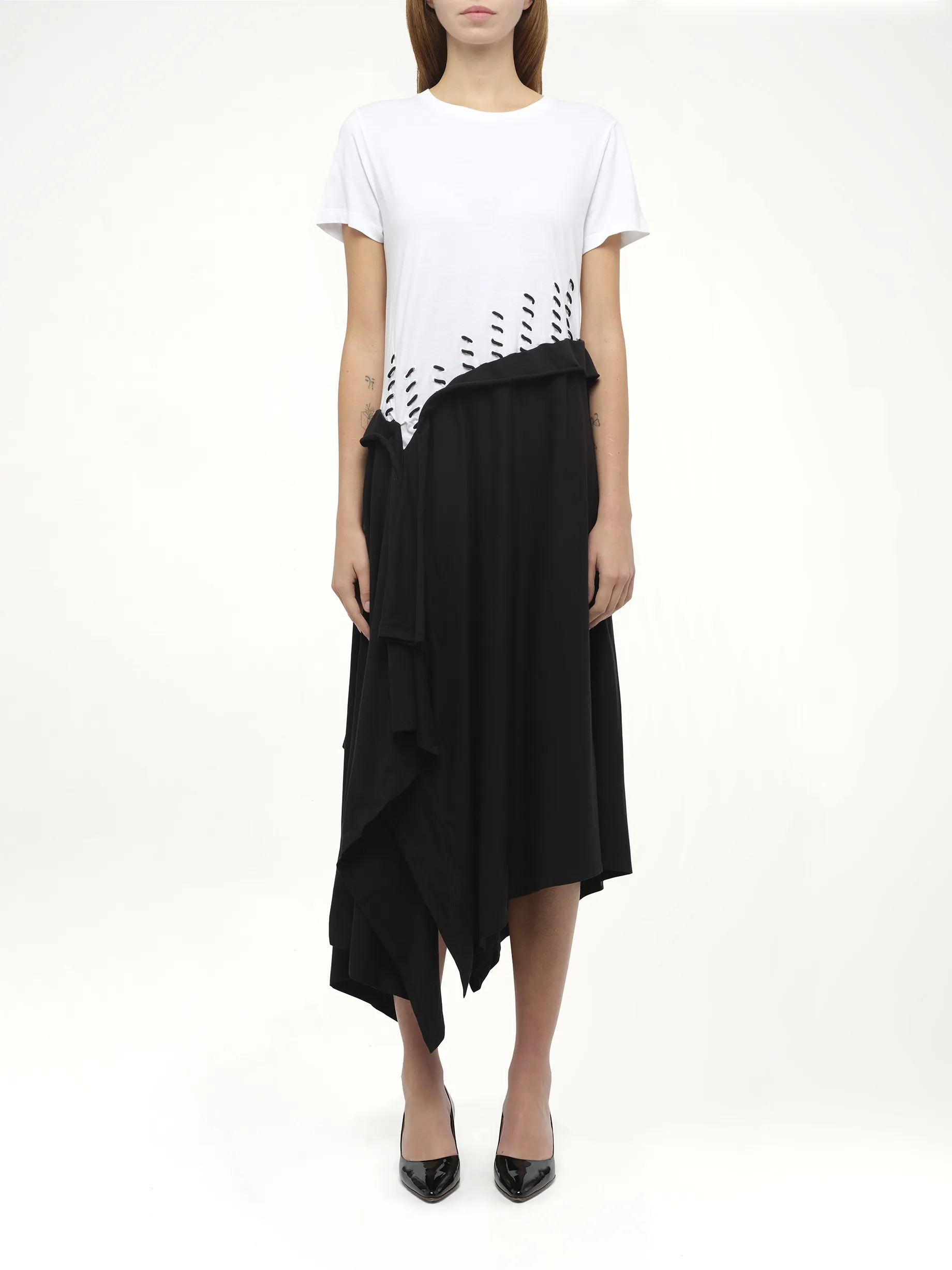 Satin Jersey Dress in Ecru sold by MARAIS product image thumbnail 4