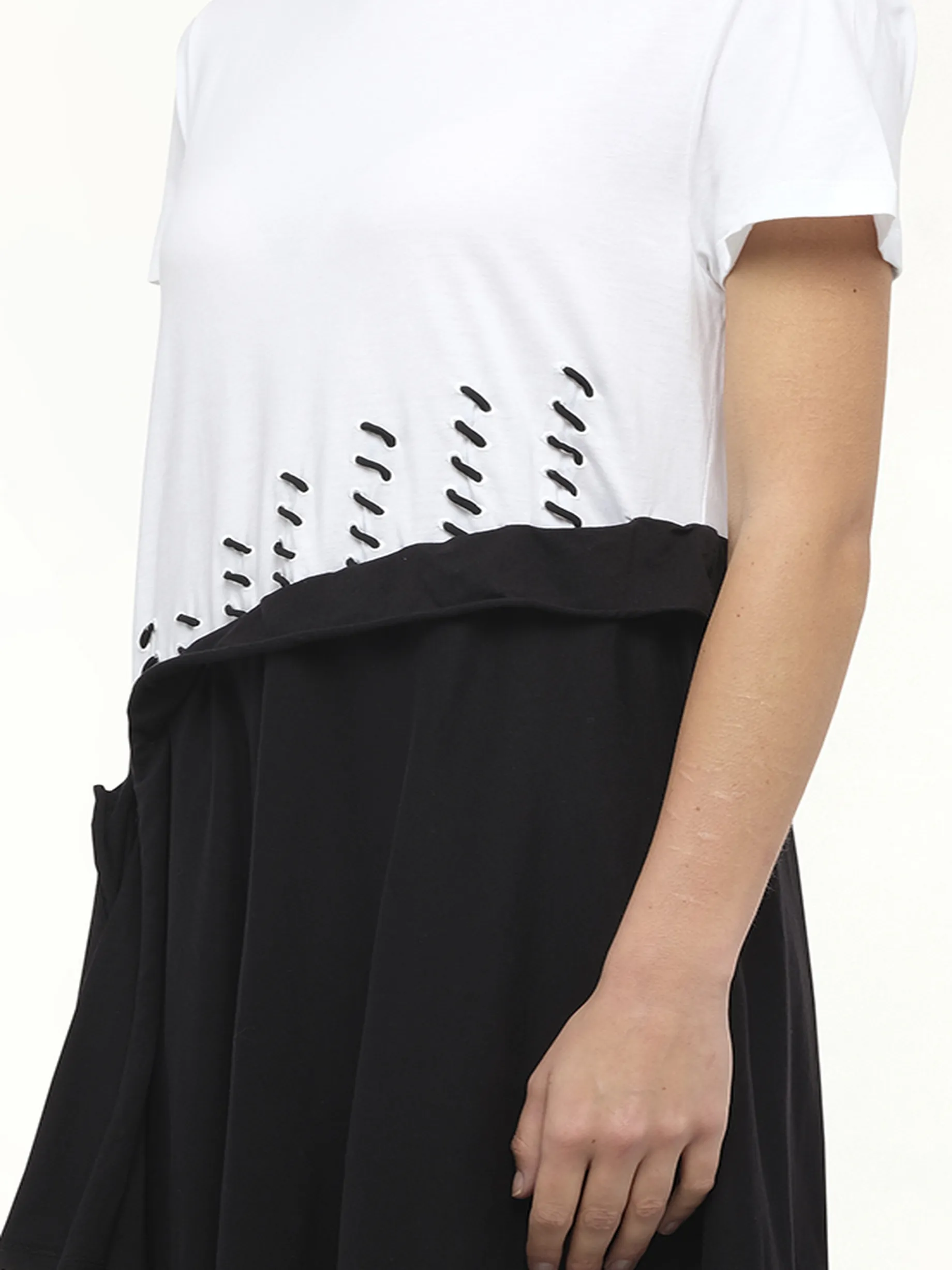 Satin Jersey Dress in Ecru sold by MARAIS product image thumbnail 3
