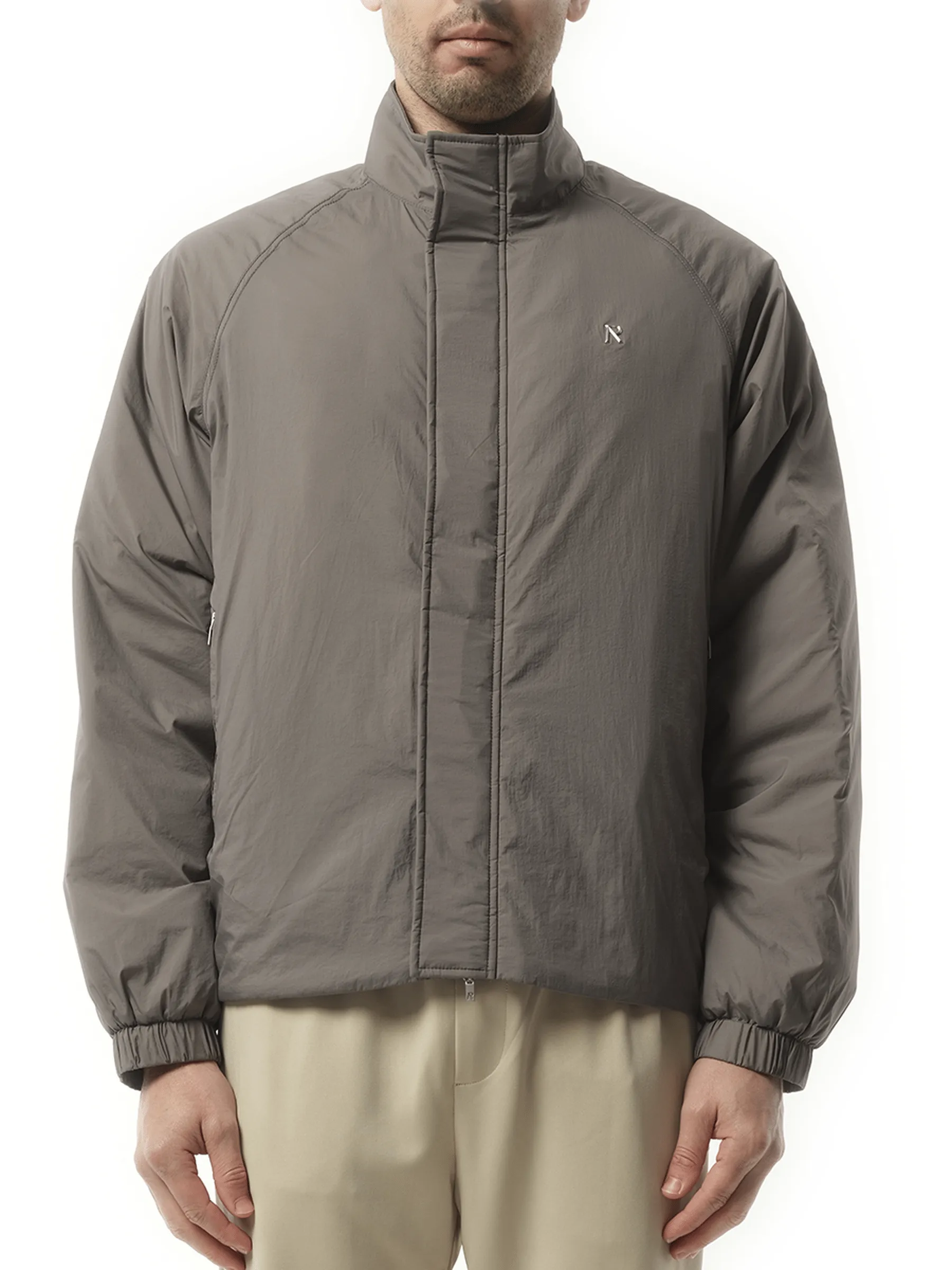 Funnel Neck Jacket in Stone sold by MARAIS