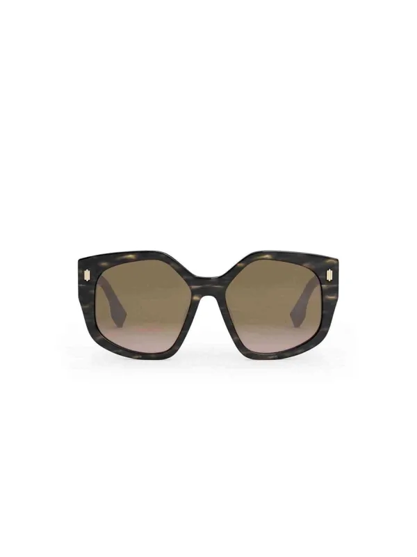 FE40017F Geometric Sunglasses with Bordeaux in Black Horn sold by MARAIS
