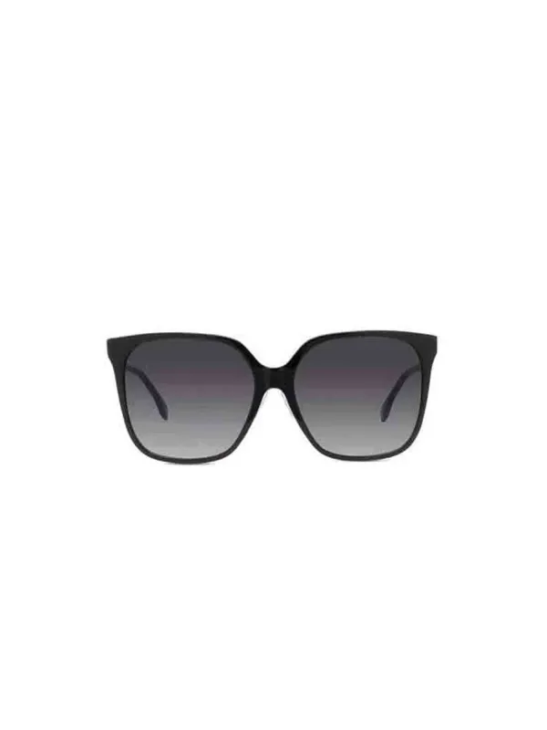 FE40030F Square Sunglasses with Gradient Smoke Lens in Shiny Black sold by MARAIS
