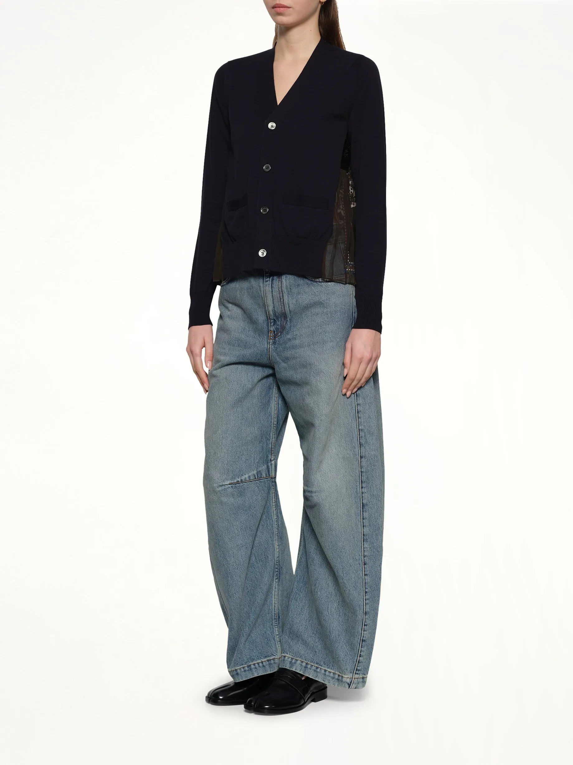 Paisley Print x Cotton Knit Cardigan in Brown/Khaki sold by MARAIS product image thumbnail 4