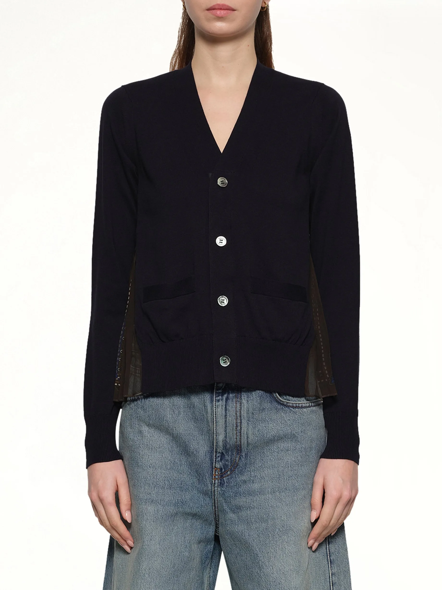 Paisley Print x Cotton Knit Cardigan in Brown/Khaki sold by MARAIS