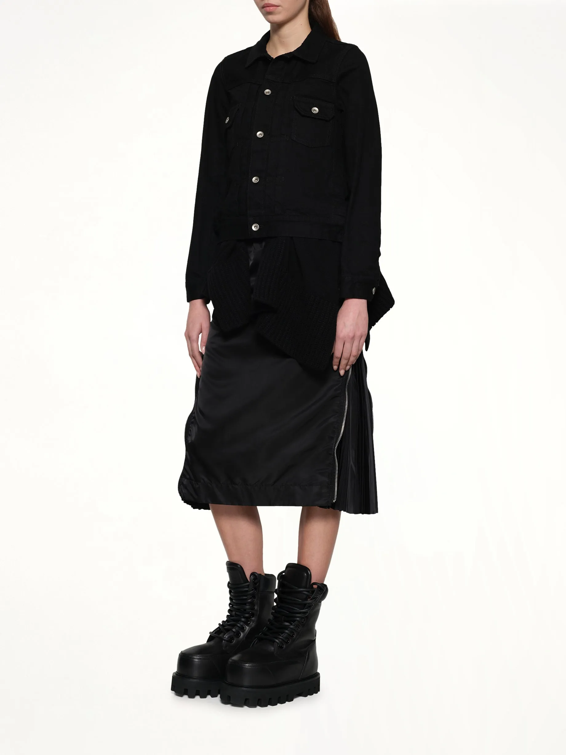 Denim x Wool Knit Jacket in Black sold by MARAIS product image thumbnail 4