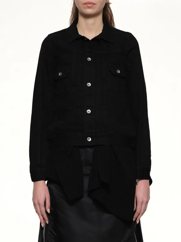 Denim x Wool Knit Jacket in Black sold by MARAIS