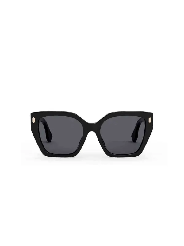 FE40070F Thick Square Sunglasses with Smoke Lens in Shiny Black sold by MARAIS
