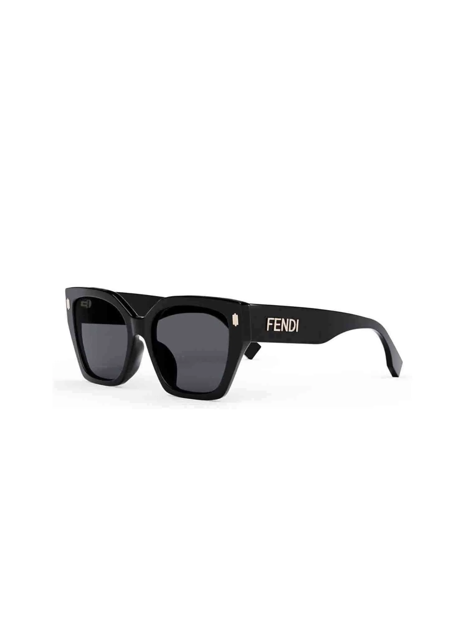 FE40070F Thick Square Sunglasses with Smoke Lens in Shiny Black sold by MARAIS product image thumbnail 2