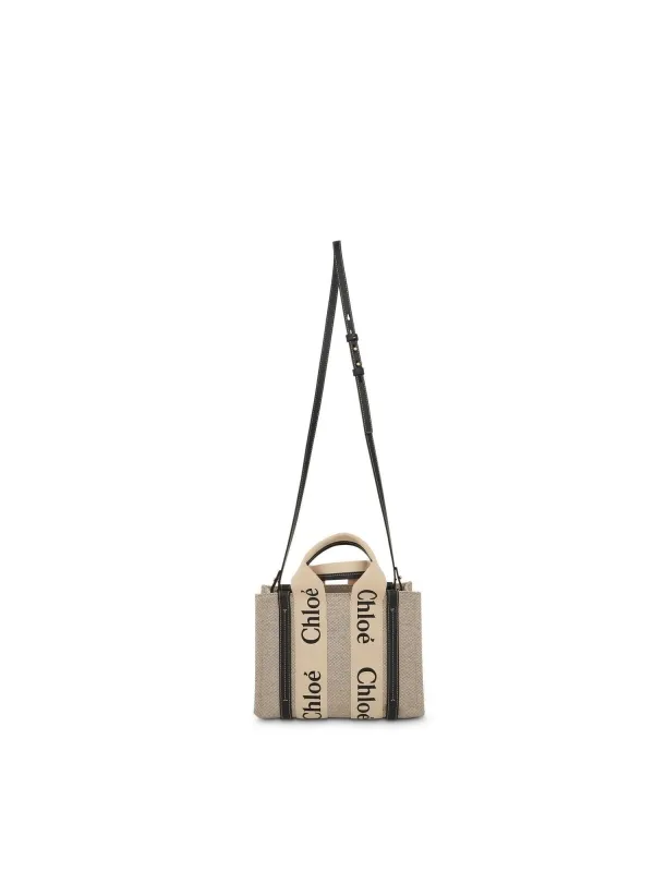 Small Eco Woody Tote Bag with Strap in White/Blue sold by MARAIS