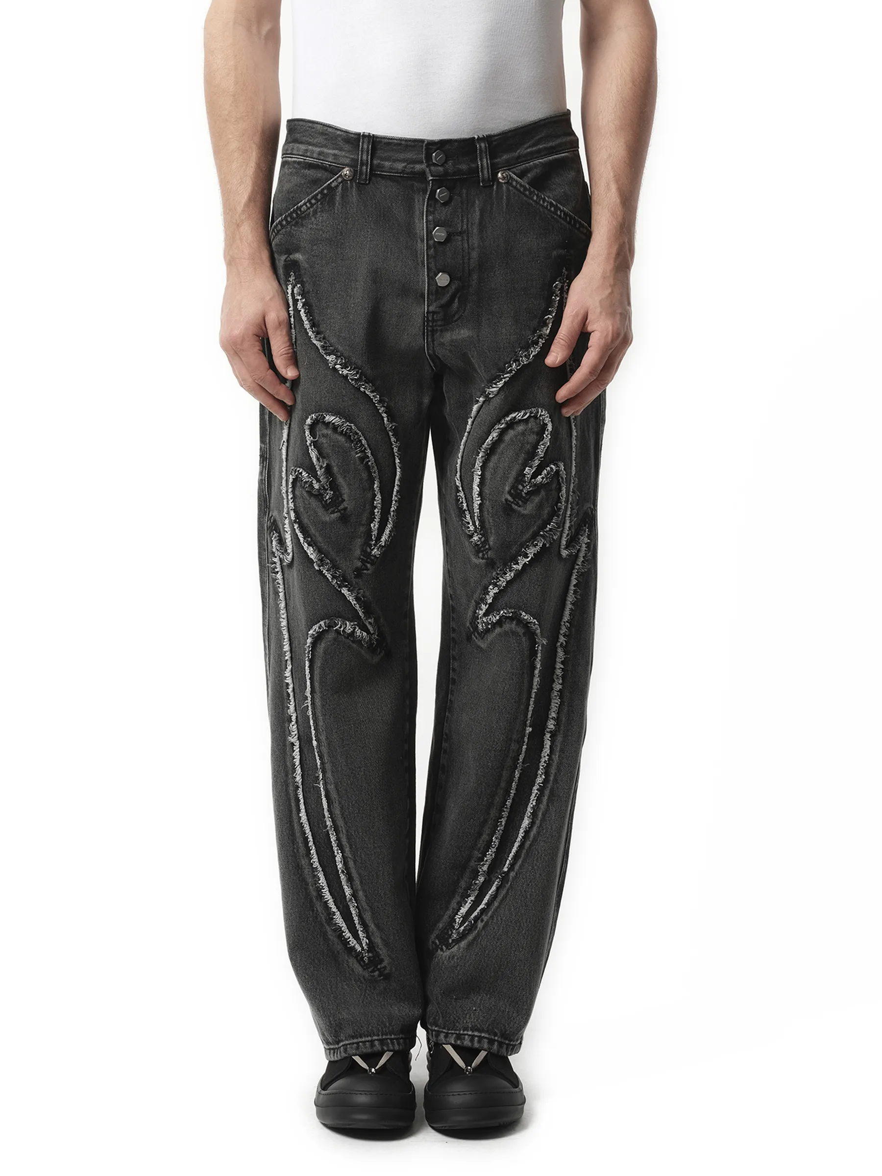 Tribal Denim Pants in Black sold by MARAIS