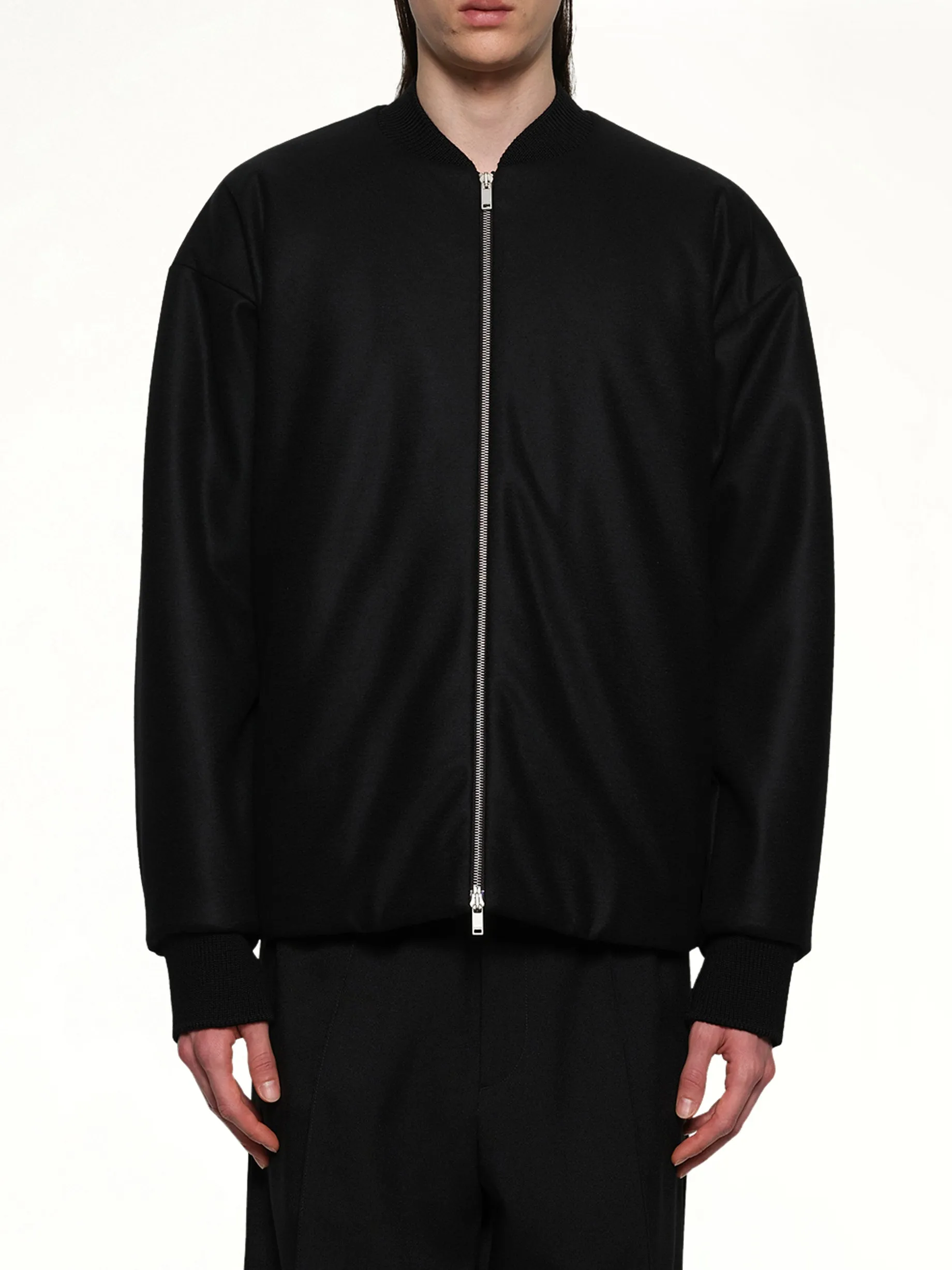 Zip Up Padded Bomber Jacket in Black sold by MARAIS