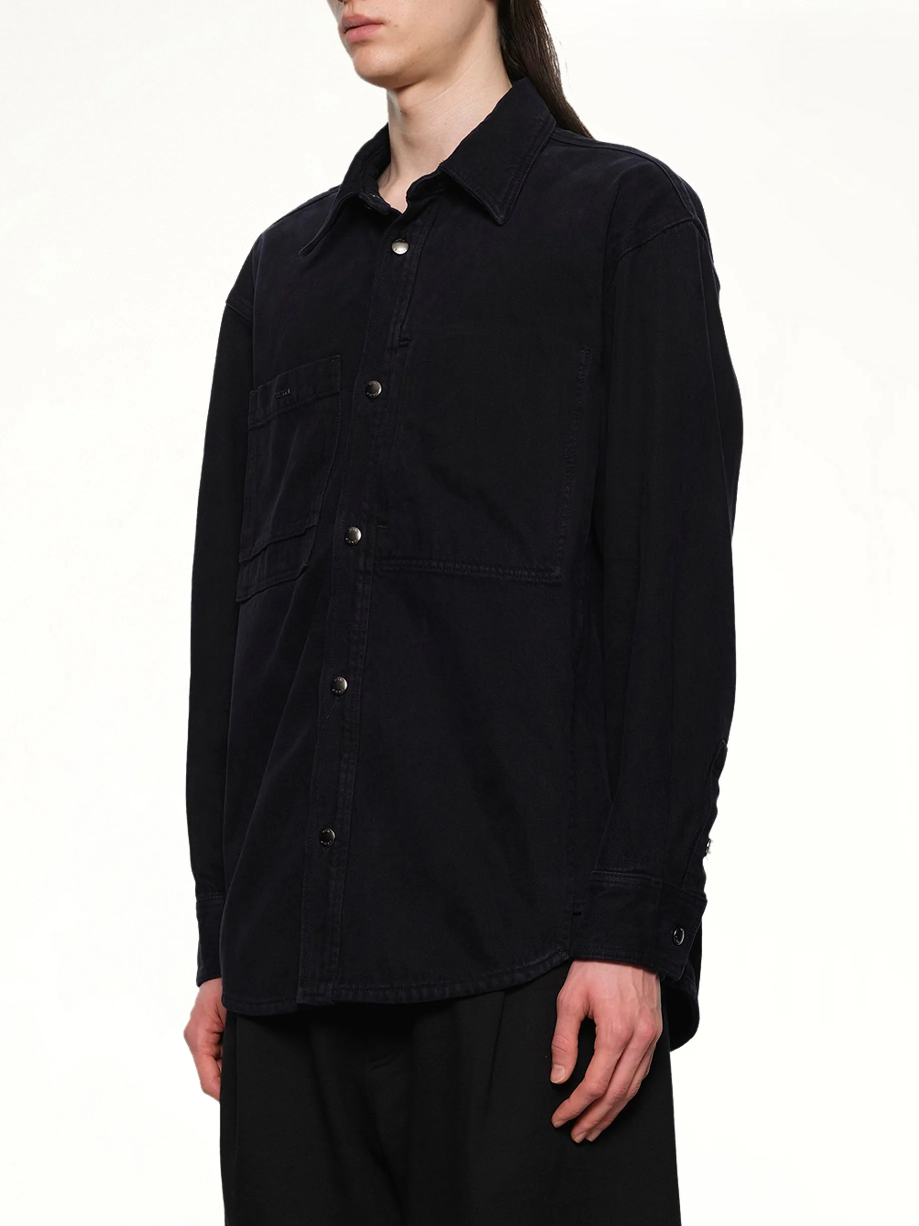 Logo Denim Shirt in Navy sold by MARAIS product image thumbnail 3