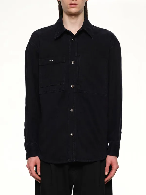 Logo Denim Shirt in Navy sold by MARAIS
