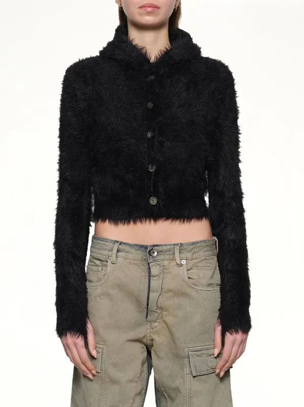 Chimera Fur Hooded Button Up in Black made by Thug club