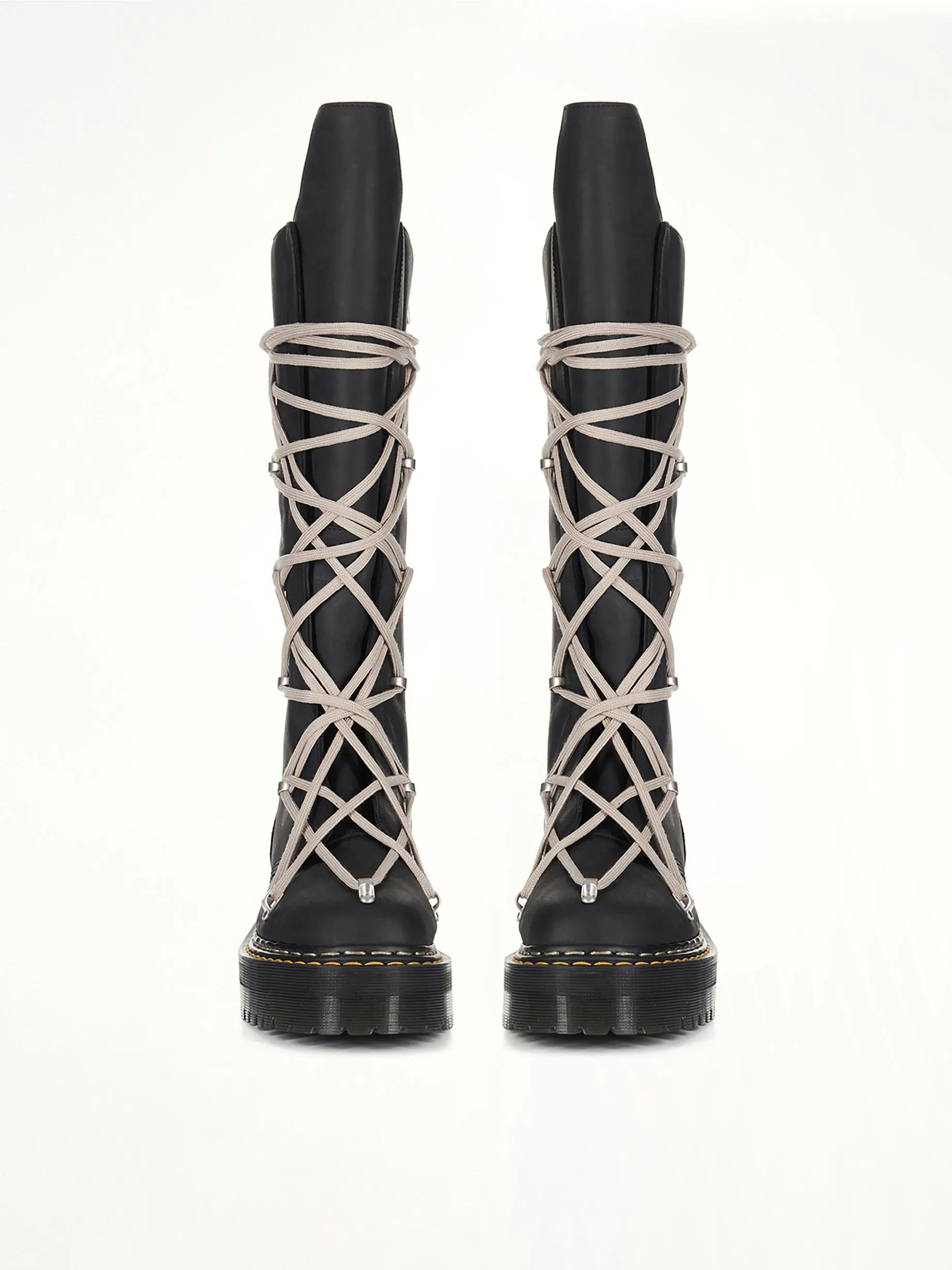 Rick Owens x Dr. Marten 1B60 Quad Sole Pentalace Boots in Black sold by MARAIS product image thumbnail 3