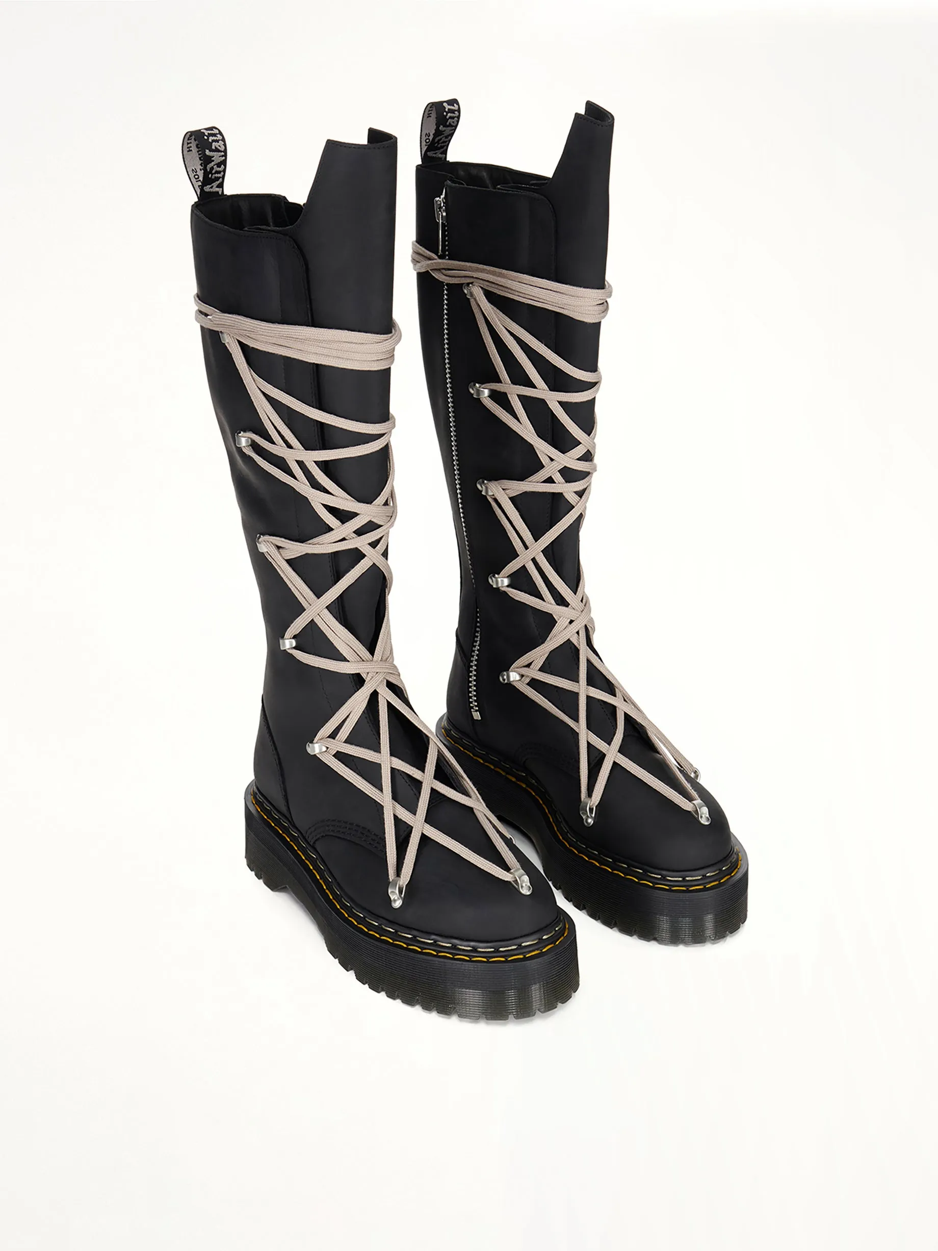 Rick Owens x Dr. Marten 1B60 Quad Sole Pentalace Boots in Black sold by MARAIS product image thumbnail 2