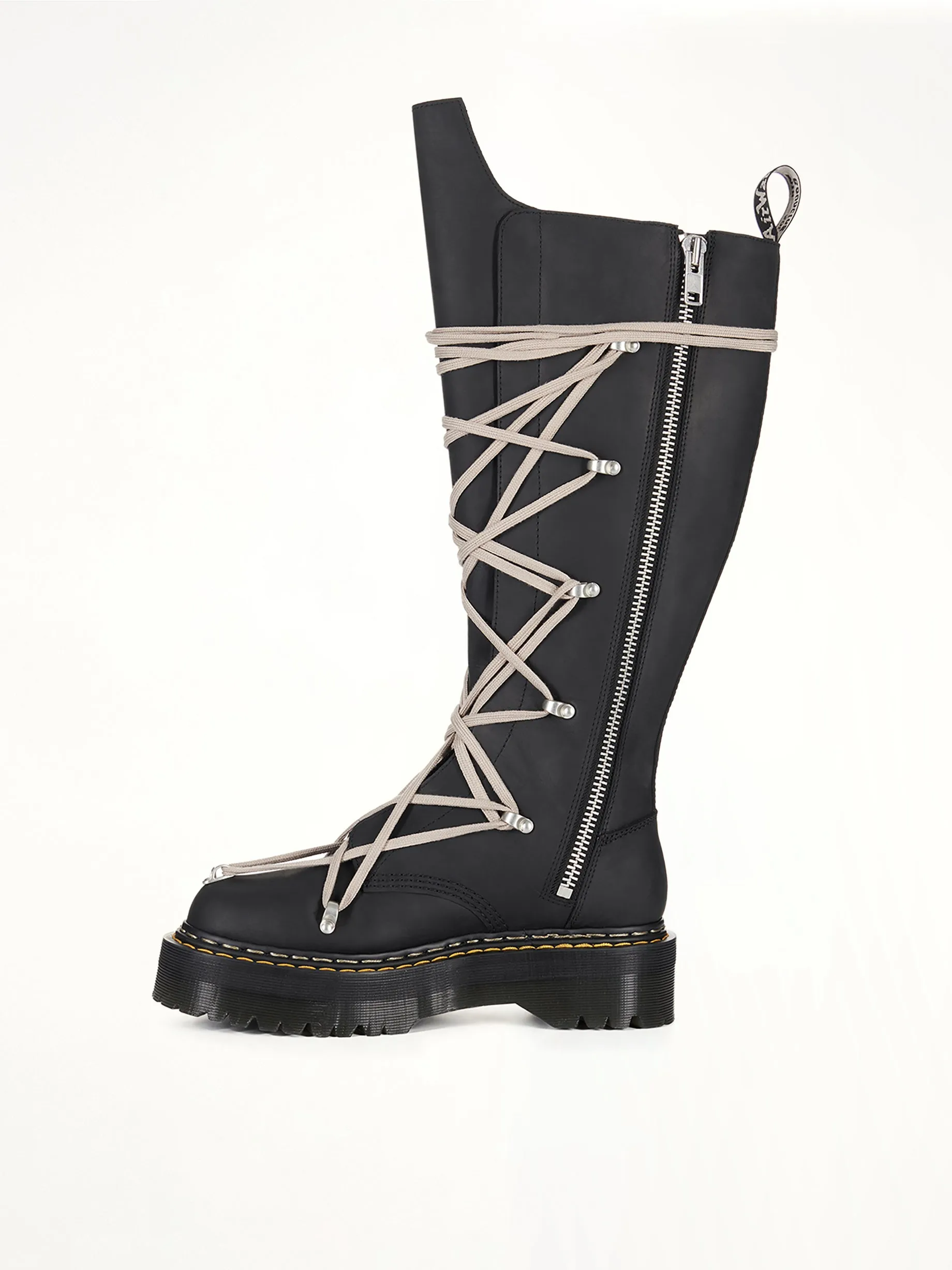 Rick Owens x Dr. Marten 1B60 Quad Sole Pentalace Boots in Black sold by MARAIS product image thumbnail 4