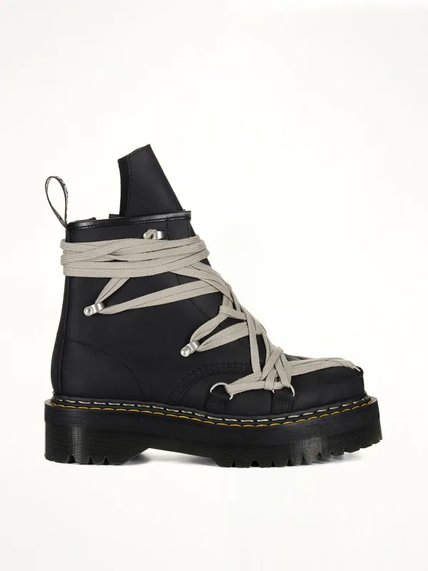 Rick Owens x Dr. Martens 1460 Quad Sole Megalace Boots in Black sold by MARAIS
