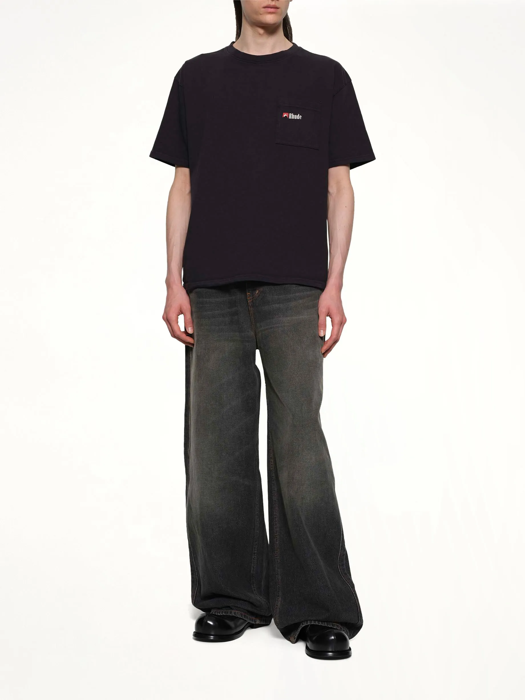 Moonlight Wolf Pocket T-Shirt in Vintage Black sold by MARAIS product image thumbnail 4