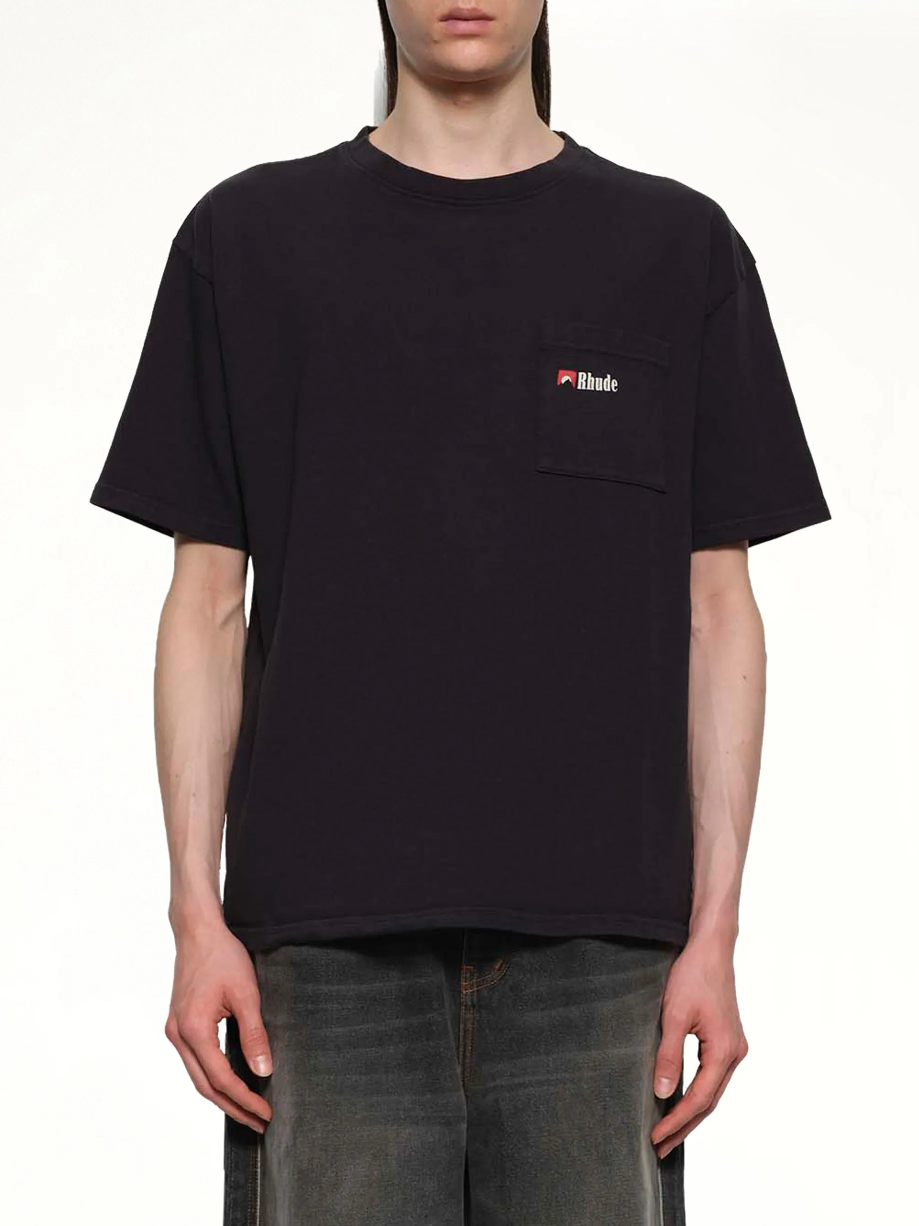 Moonlight Wolf Pocket T-Shirt in Vintage Black sold by MARAIS