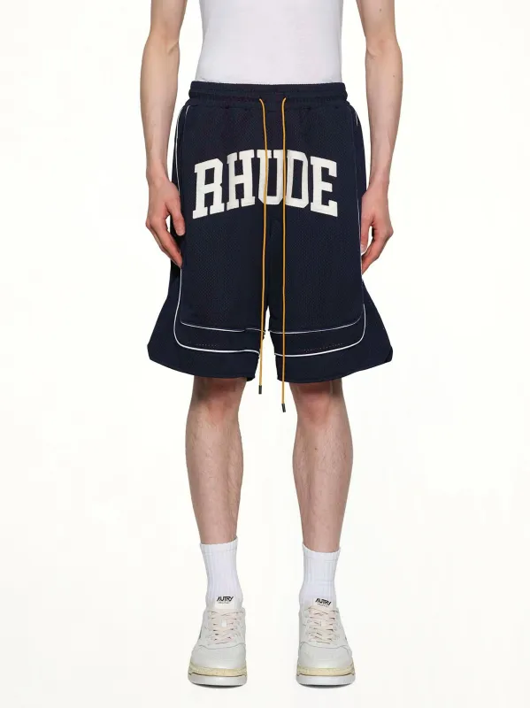 Baggy Collegiate Logo Short in Navy/Cream sold by MARAIS