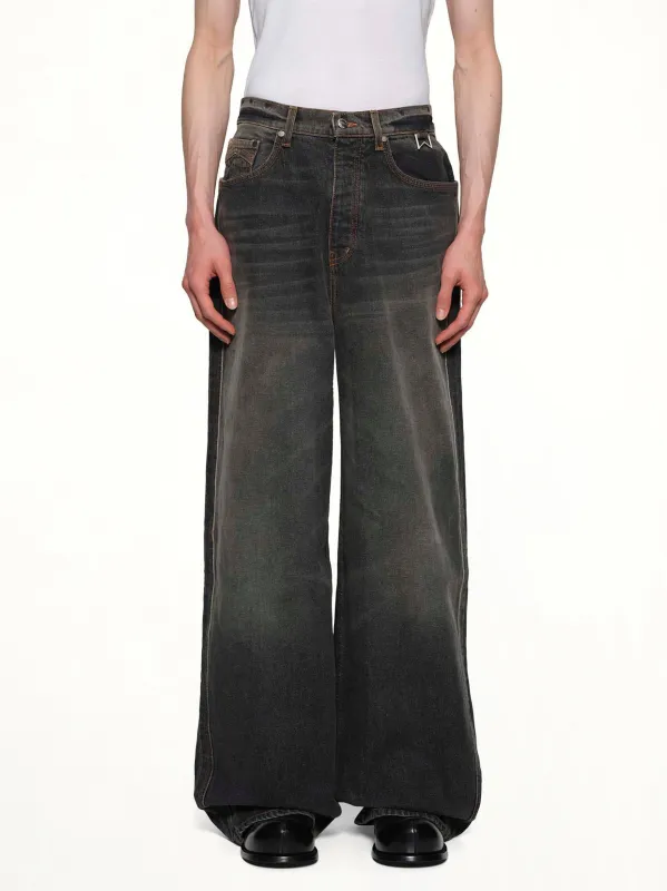 Wide Leg Traxedo Denim in Agoura Black sold by MARAIS