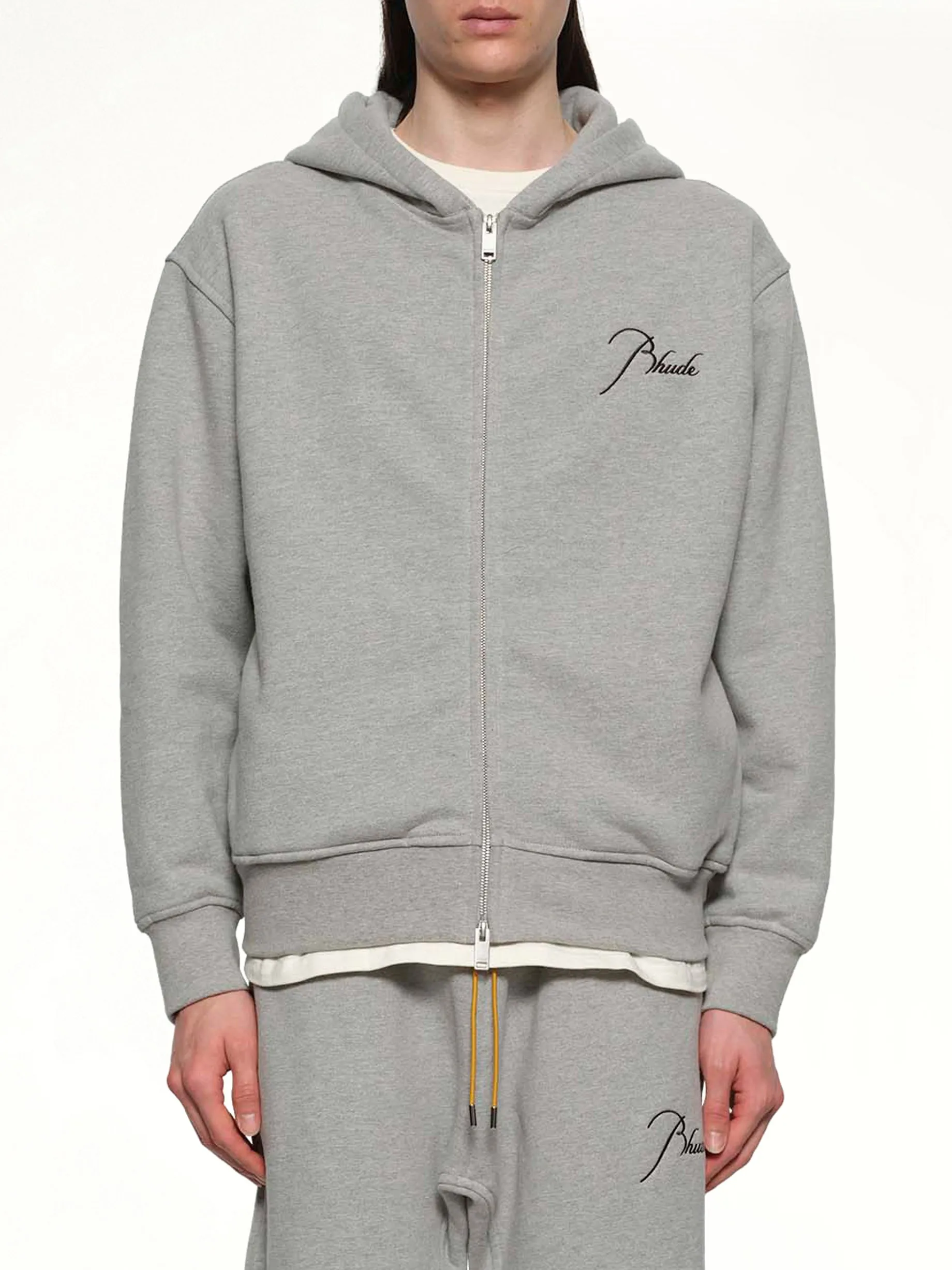 Classique Zip Up Hoodie in Heather Grey/Black sold by MARAIS