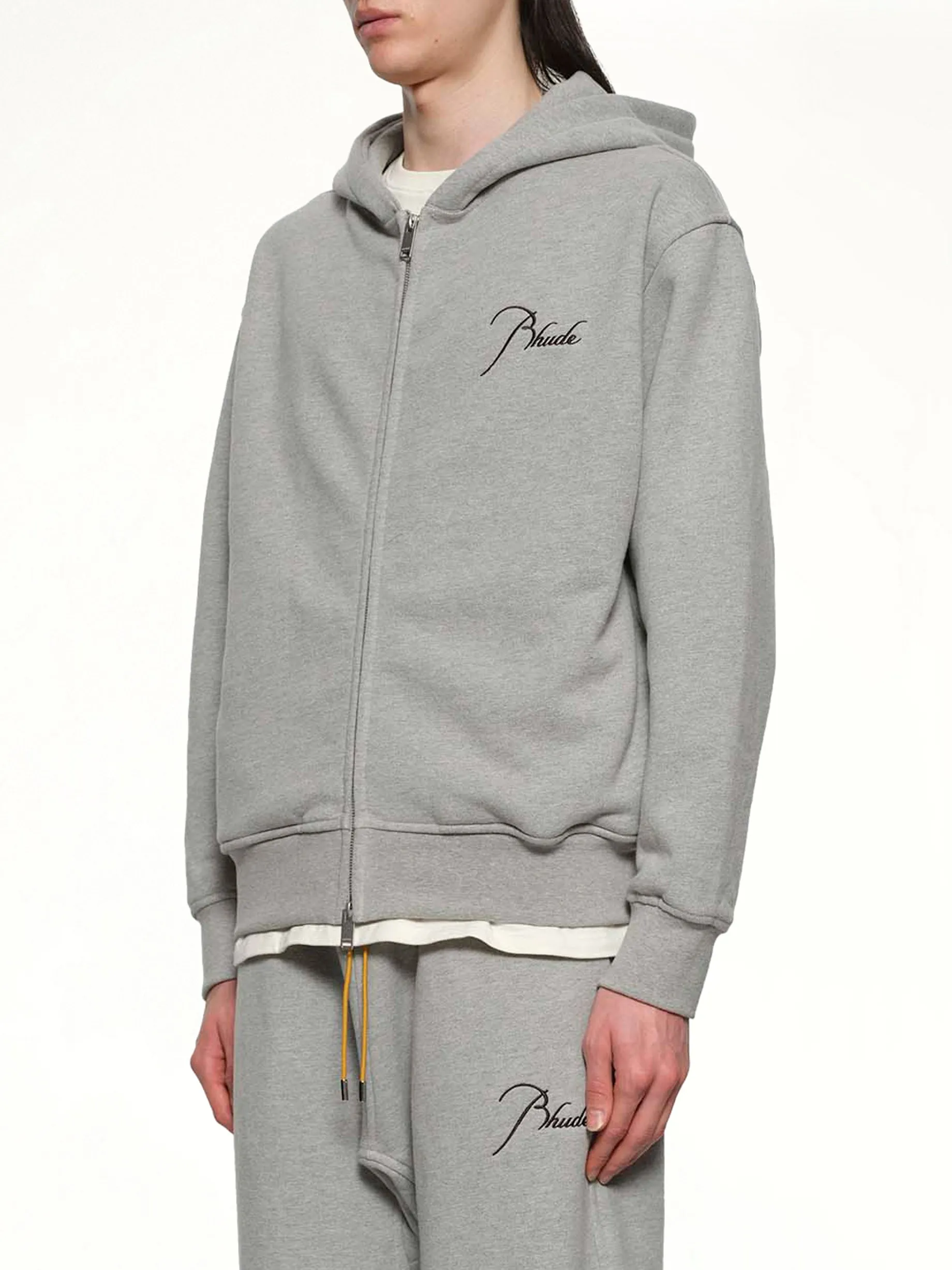 Classique Zip Up Hoodie in Heather Grey/Black sold by MARAIS product image thumbnail 3