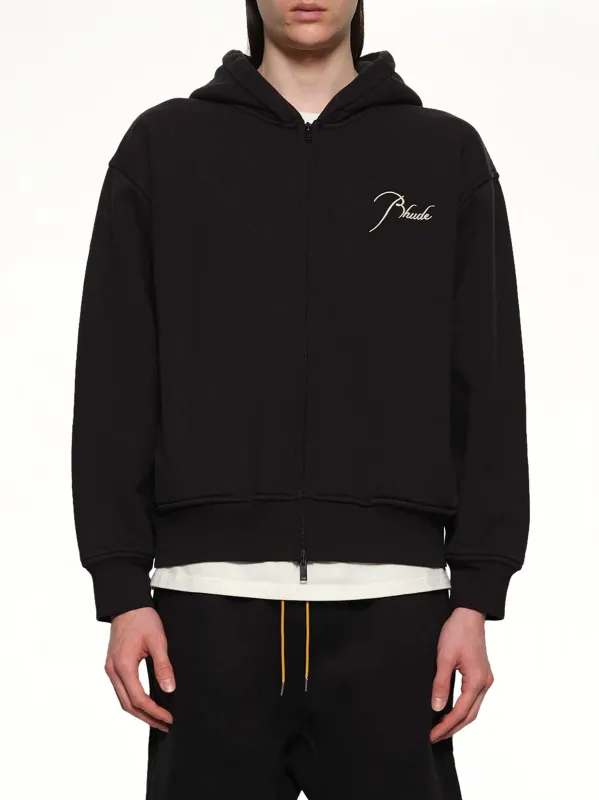 Classique Zip Up Hoodie in Black/White sold by MARAIS