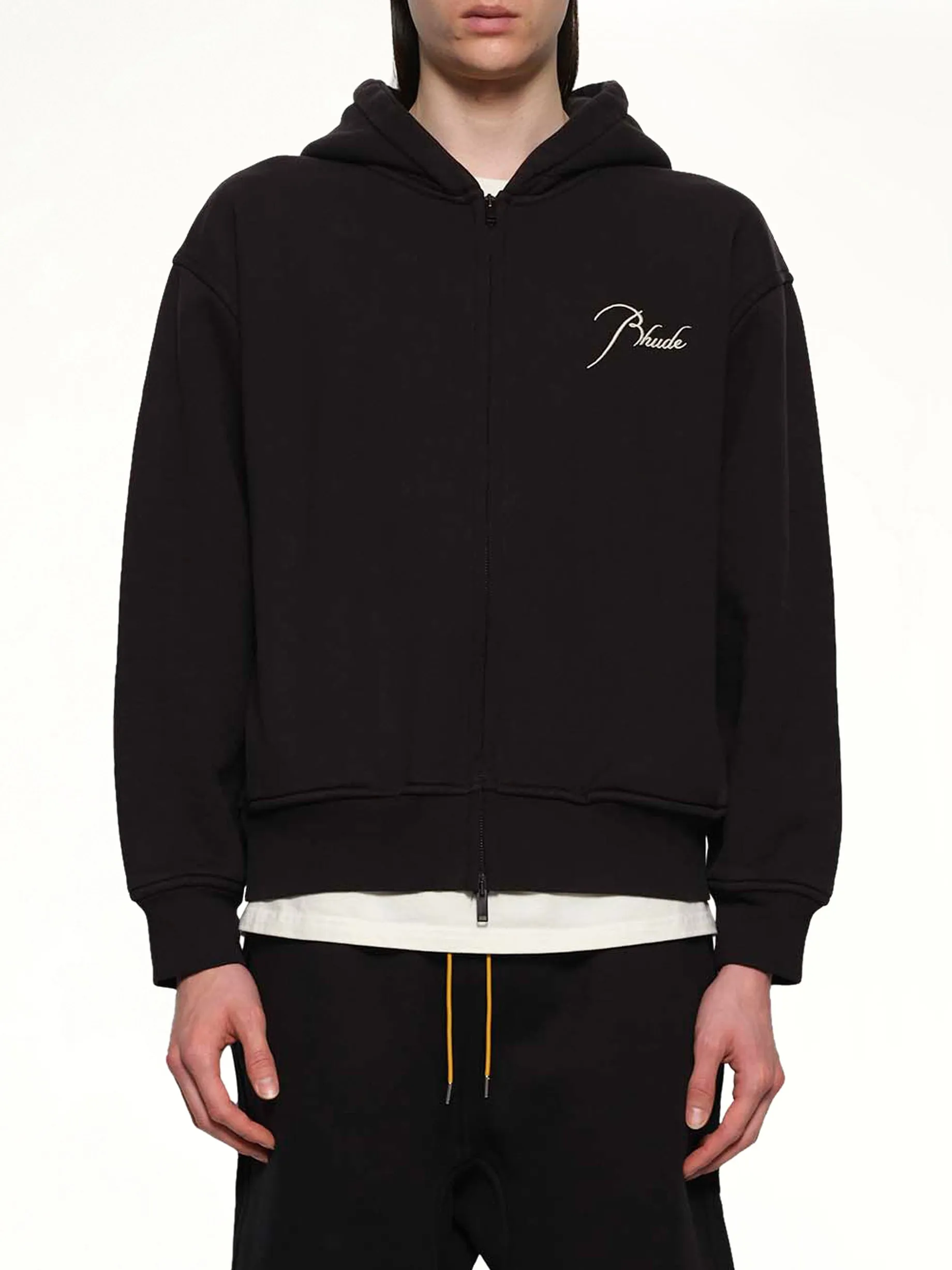 Classique Zip Up Hoodie in Black/White sold by MARAIS
