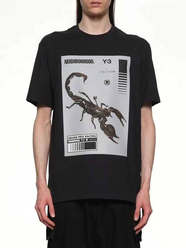 Y-3 X NBHD Graphic T-Shirt in Black/Granite sold by MARAIS