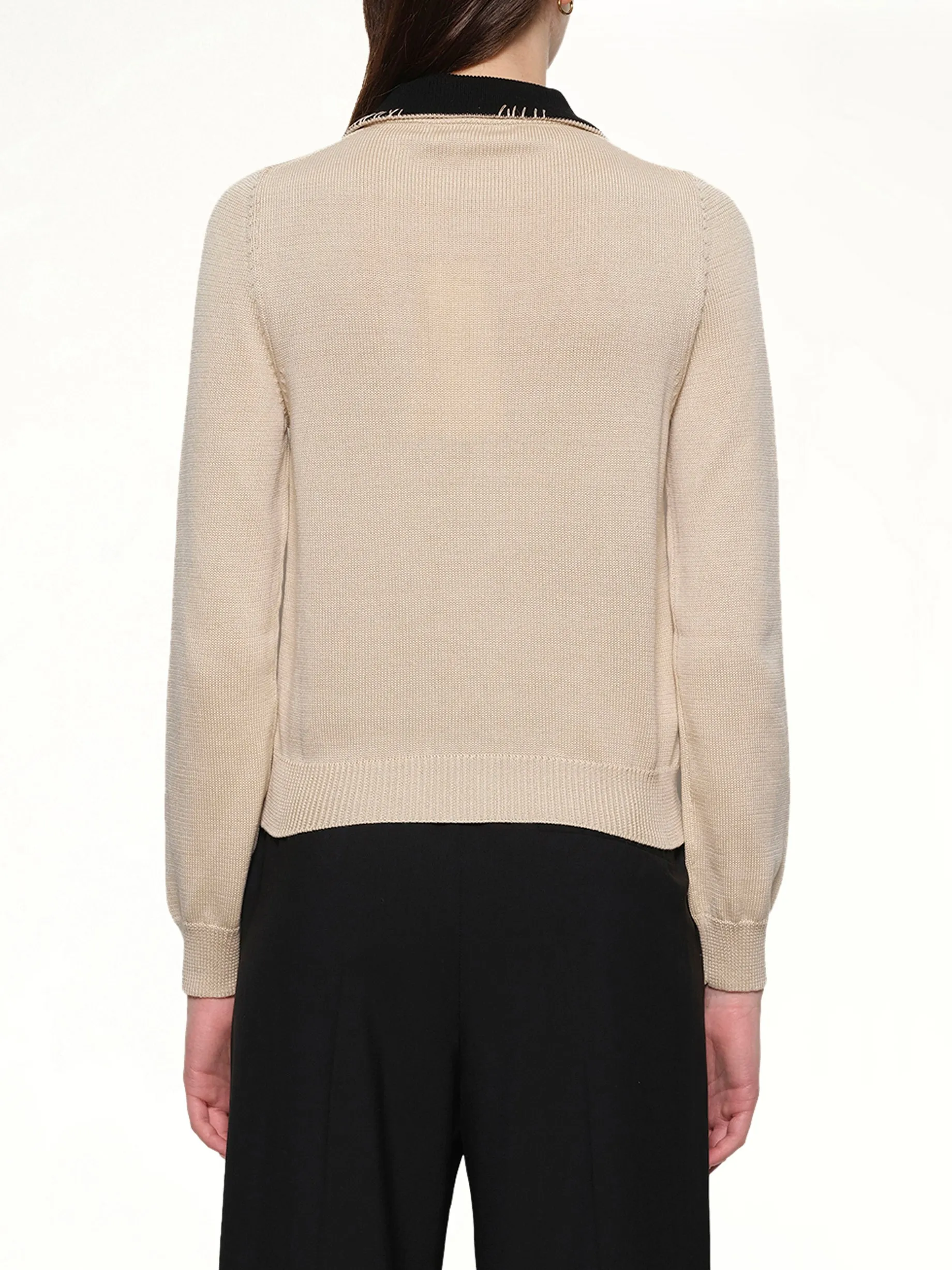 Contrast Collar Cardigan in Pale Peach sold by MARAIS product image thumbnail 5