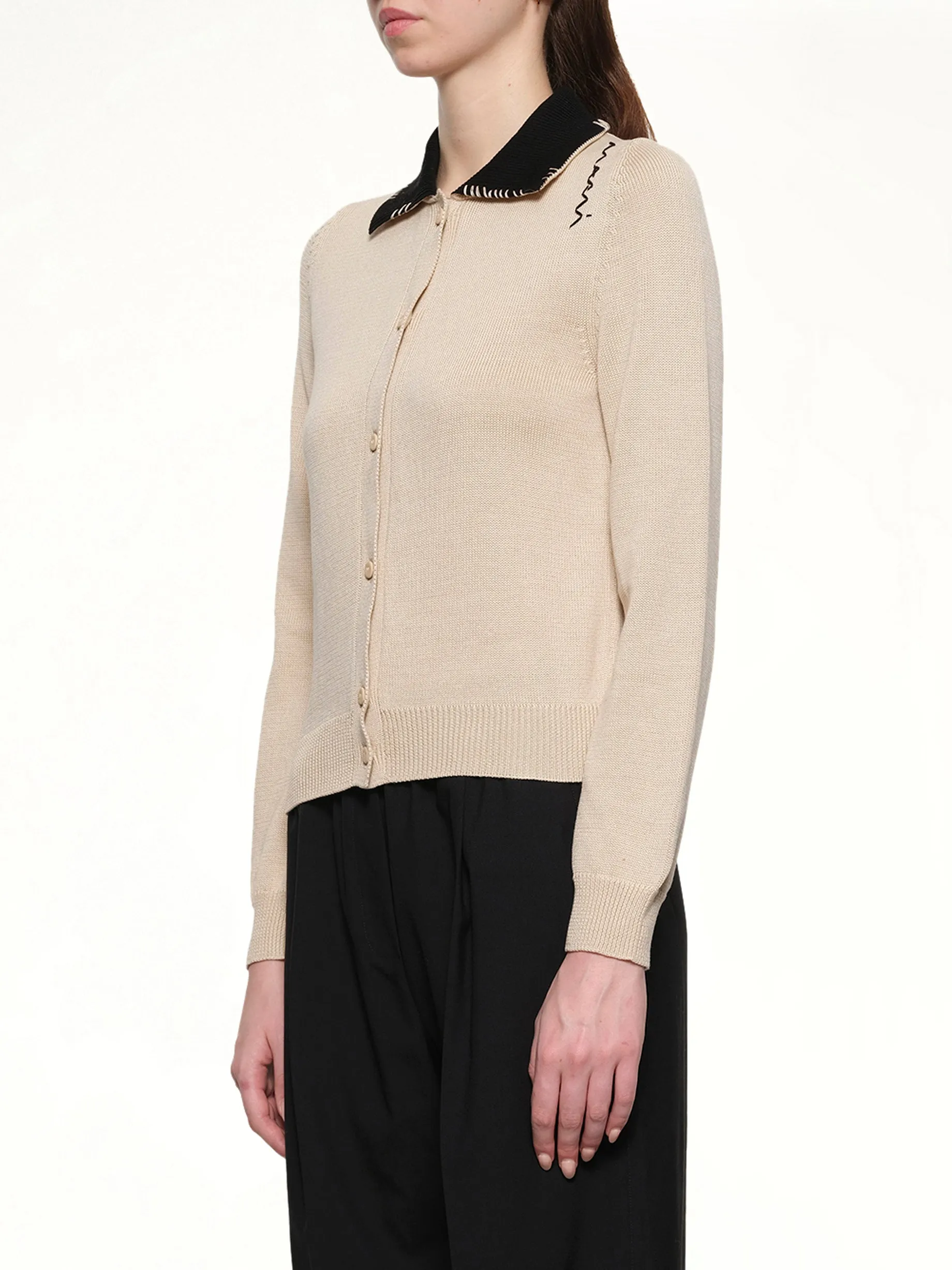Contrast Collar Cardigan in Pale Peach sold by MARAIS product image thumbnail 3