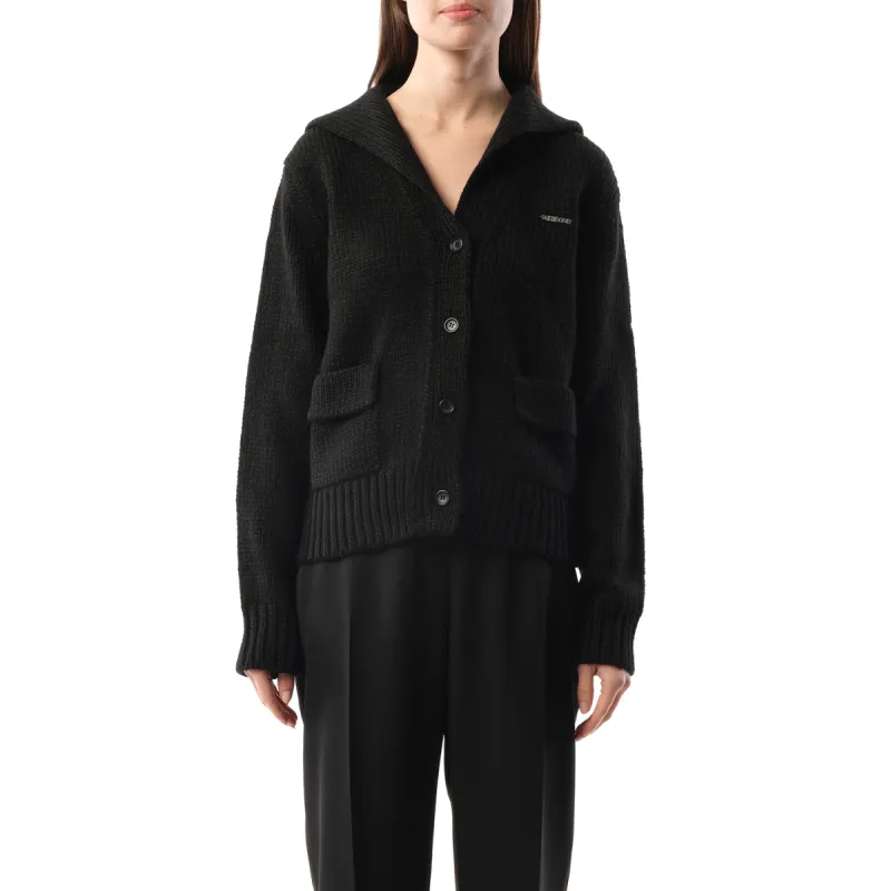 Sailor-Neck Cardigan in Black sold by MARAIS