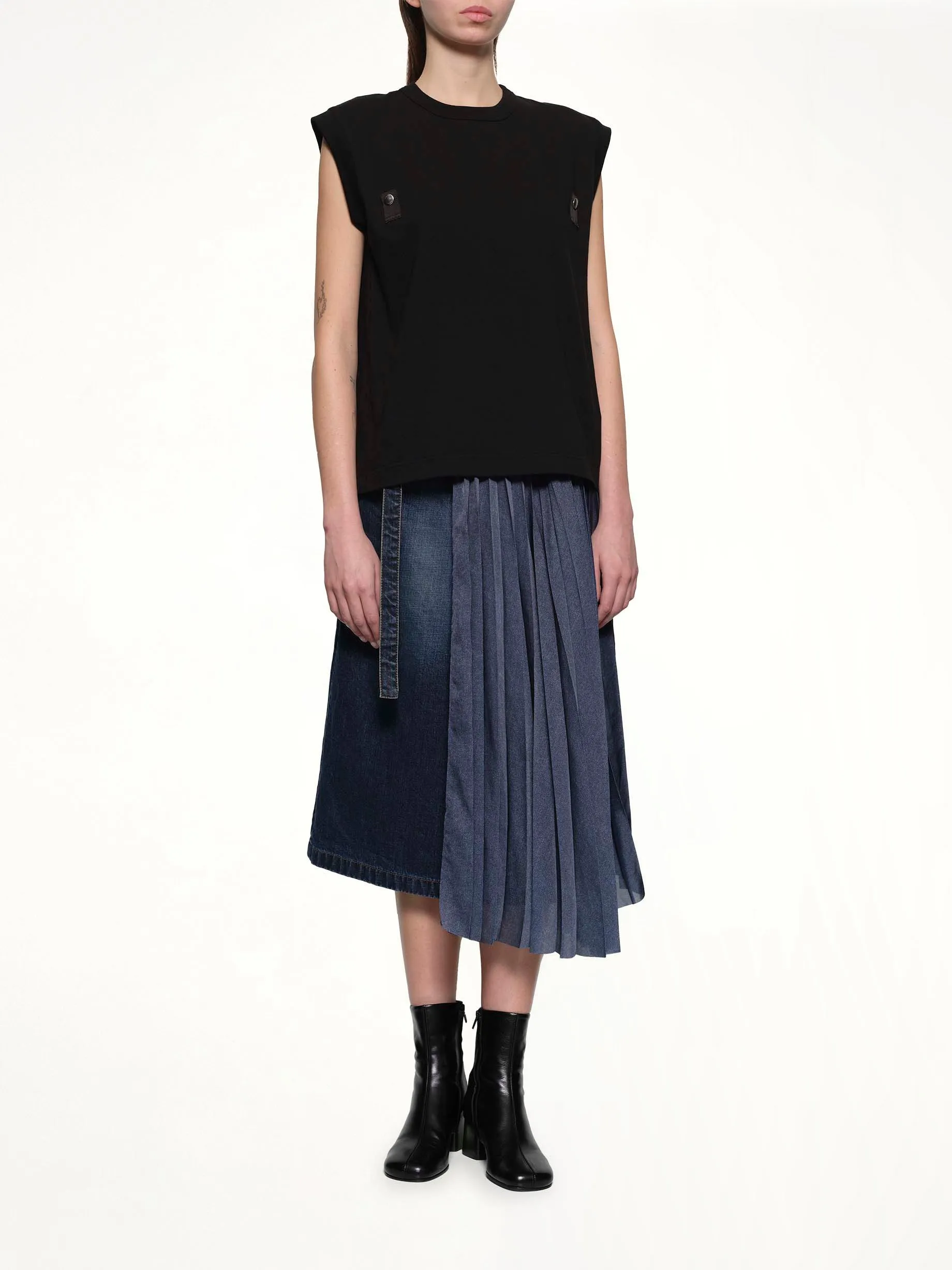 Half Pleated Denim Skirt in Blue sold by MARAIS product image thumbnail 4