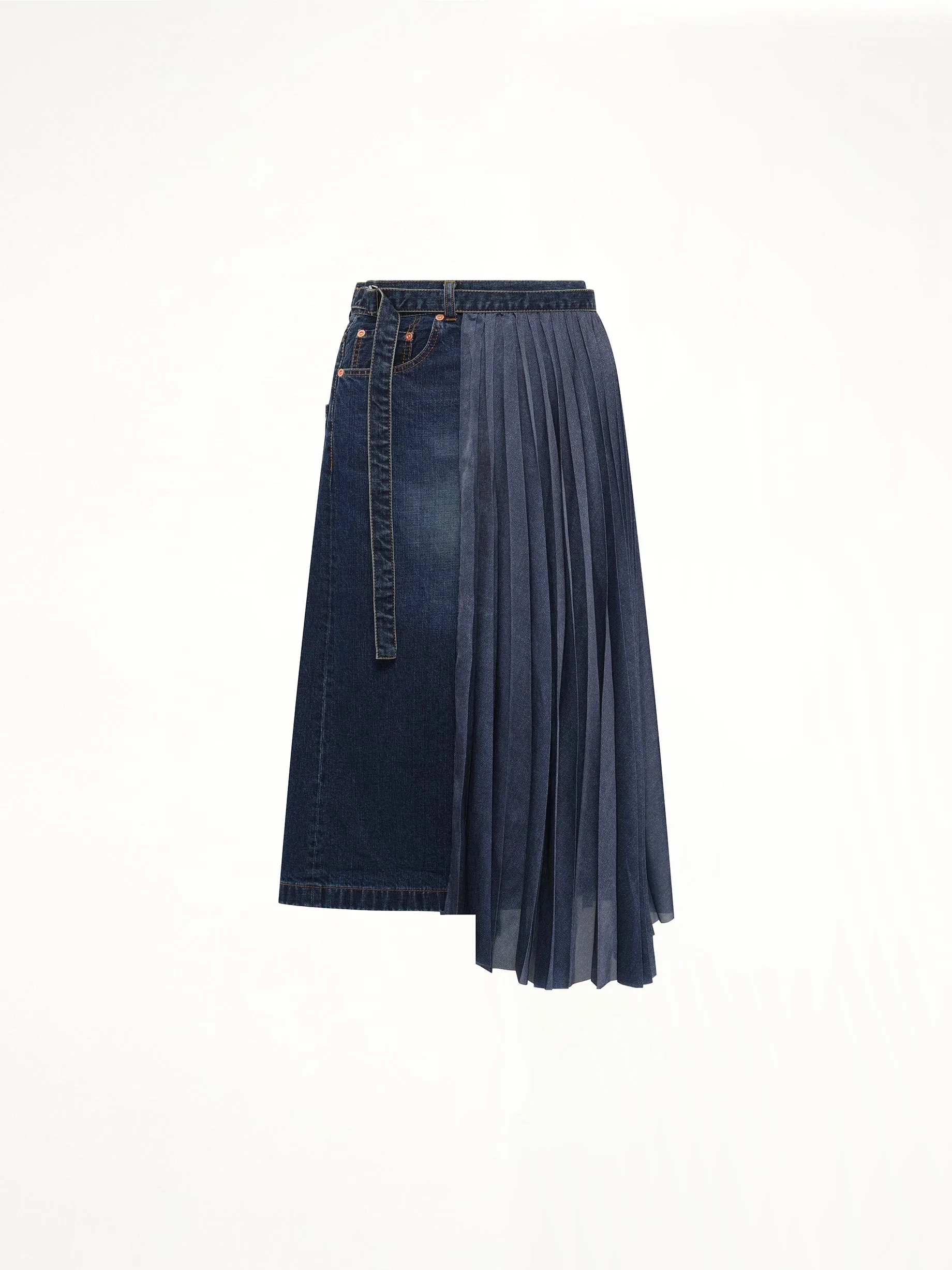 Half Pleated Denim Skirt in Blue sold by MARAIS product image thumbnail 2