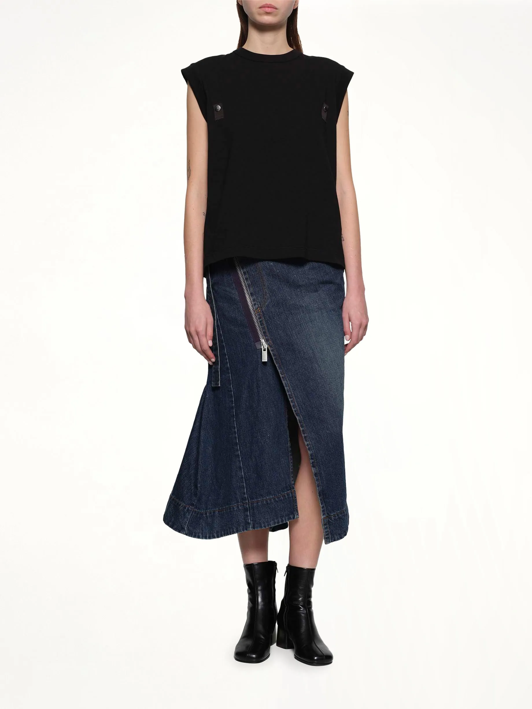 Side Zip Denim Skirt in Blue sold by MARAIS product image thumbnail 4