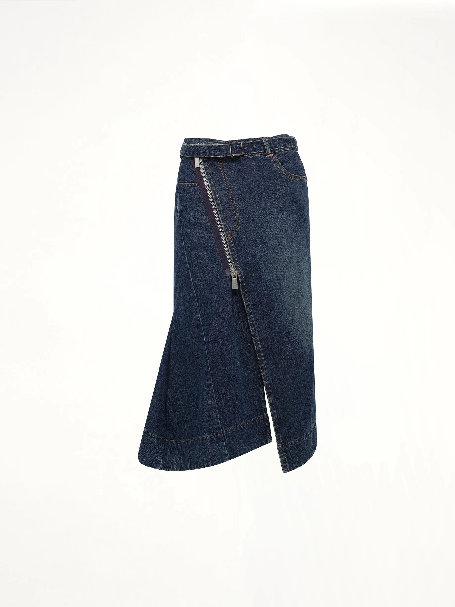 Side Zip Denim Skirt in Blue sold by MARAIS product image thumbnail 2