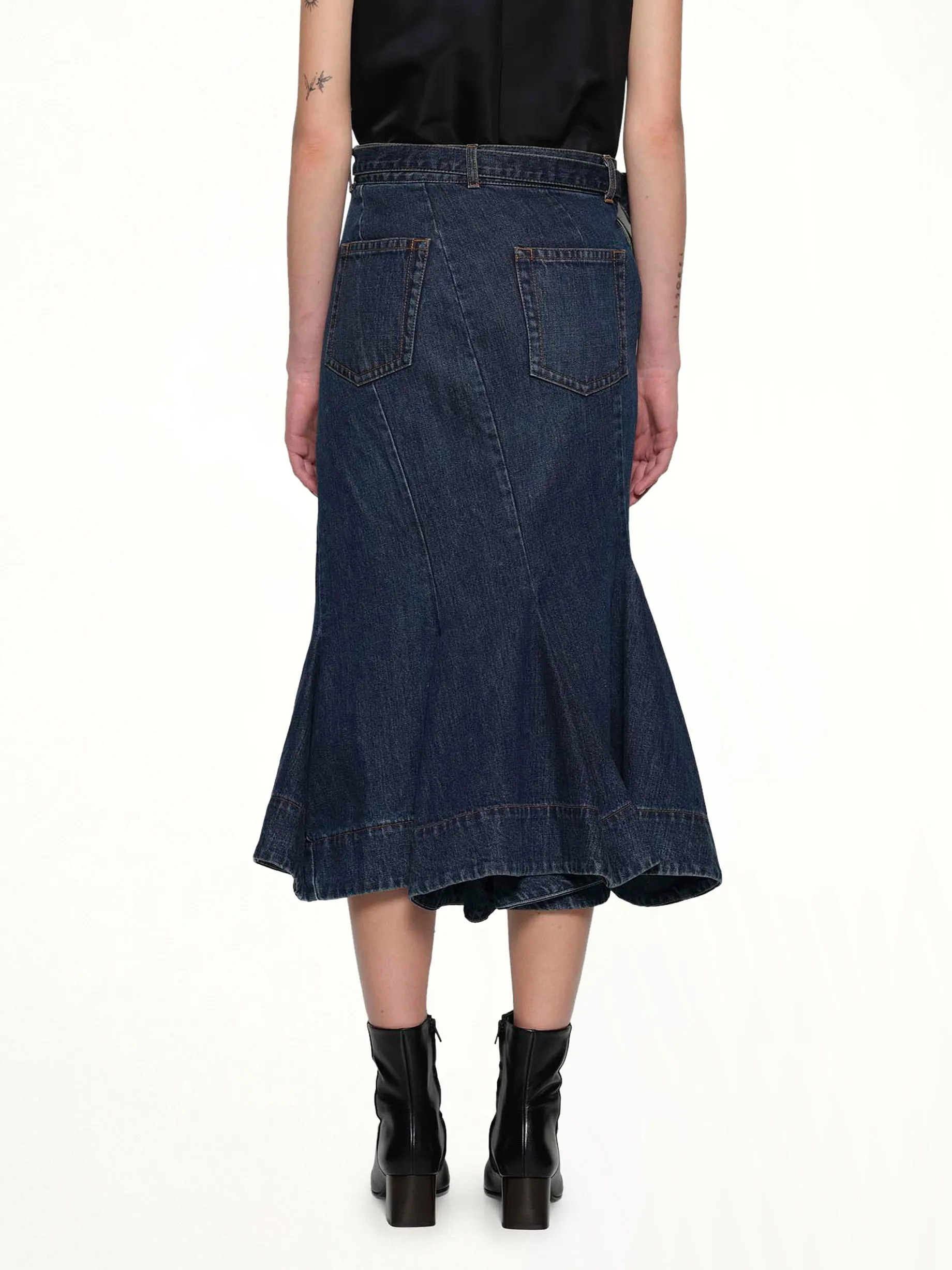 Side Zip Denim Skirt in Blue sold by MARAIS product image thumbnail 5