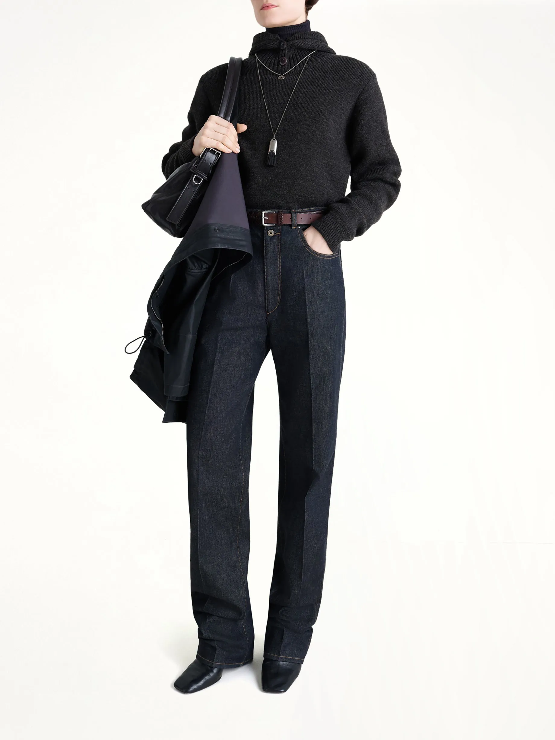 Sweater With Hood in Dark Espresso sold by MARAIS product image thumbnail 4