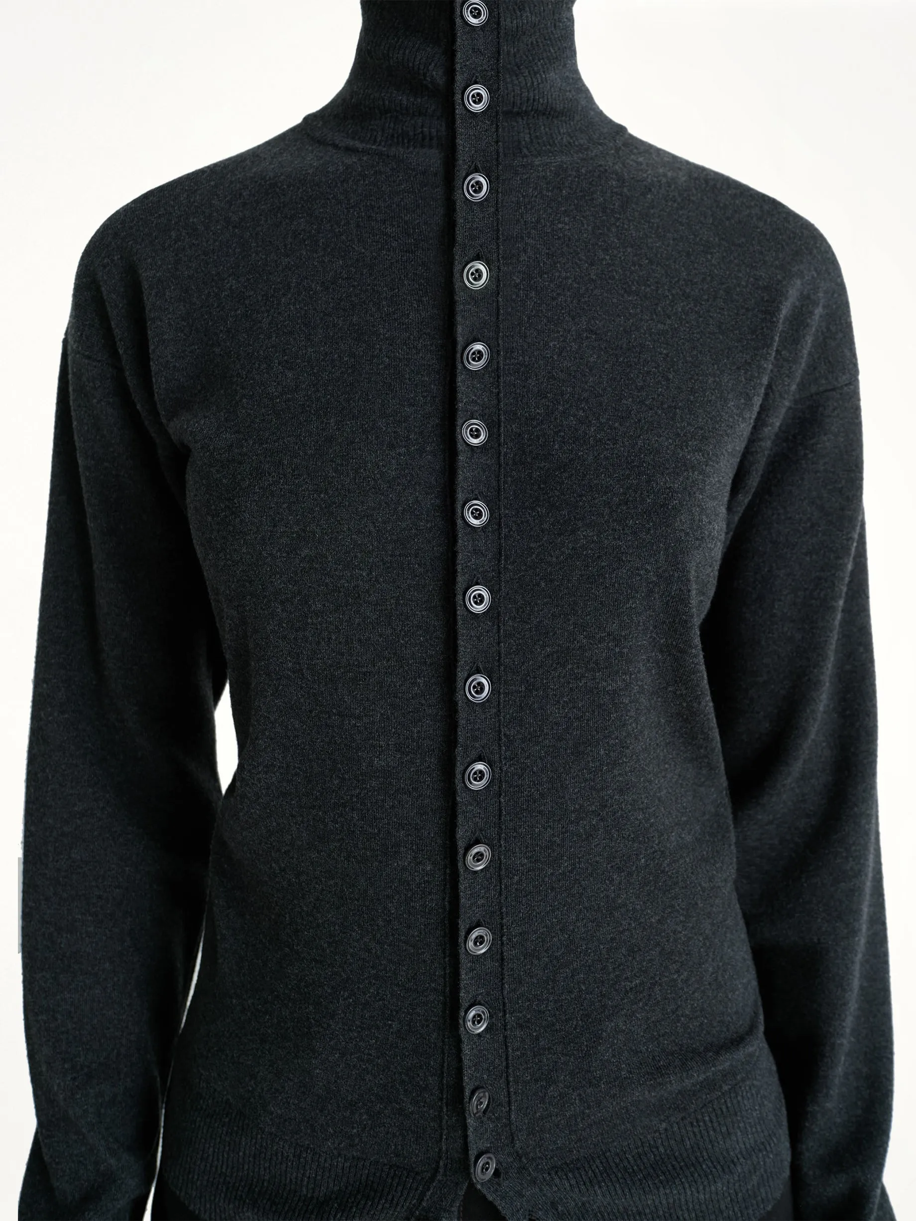 Buttoned Fitted Cardigan in Anthracite Melange sold by MARAIS product image thumbnail 3