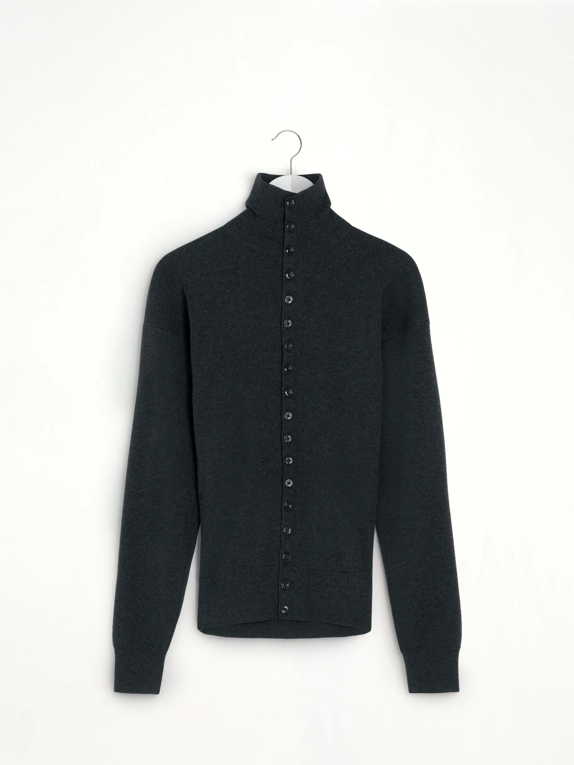 Buttoned Fitted Cardigan in Anthracite Melange sold by MARAIS product image thumbnail 2