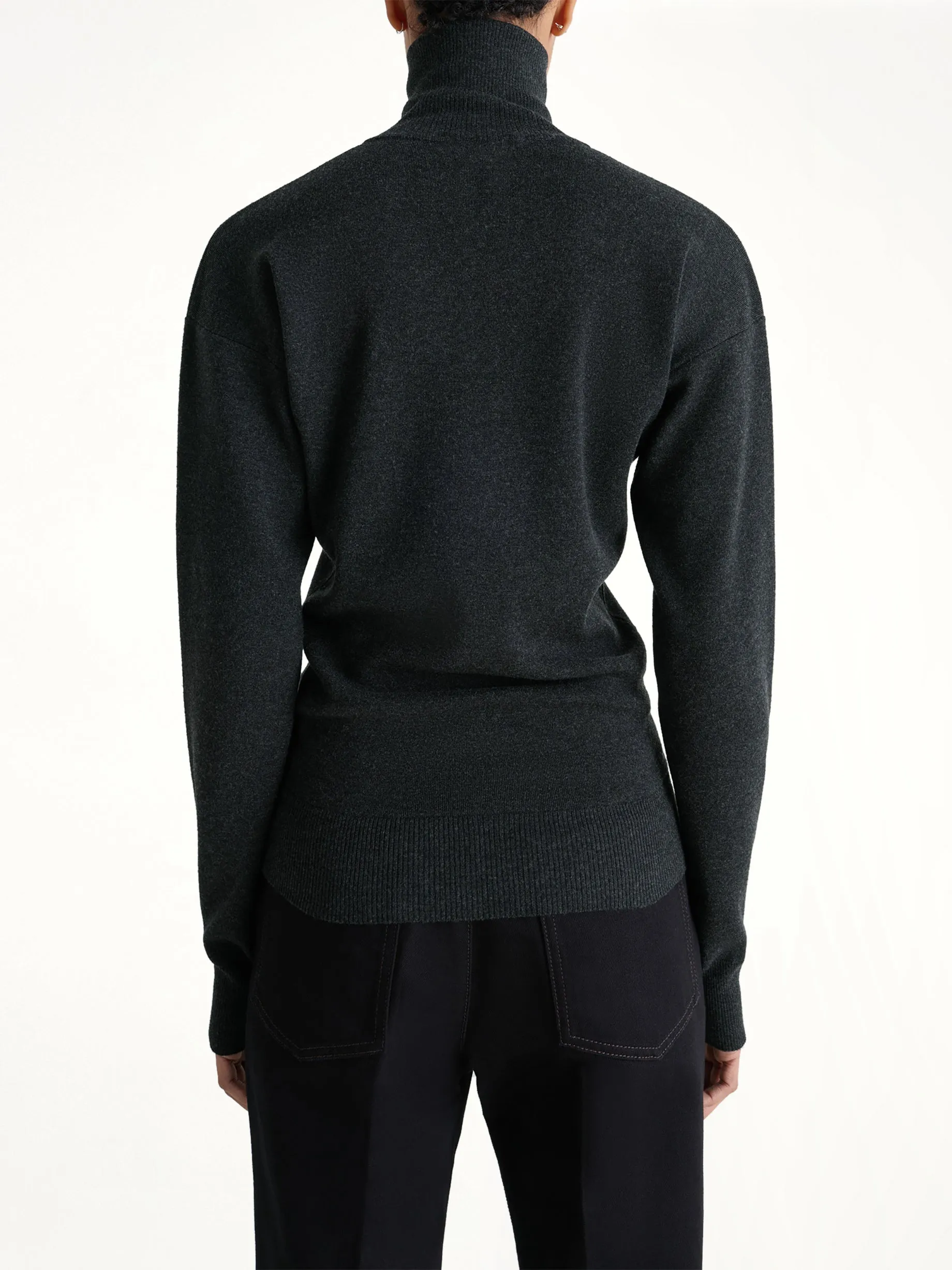 Buttoned Fitted Cardigan in Anthracite Melange sold by MARAIS product image thumbnail 5