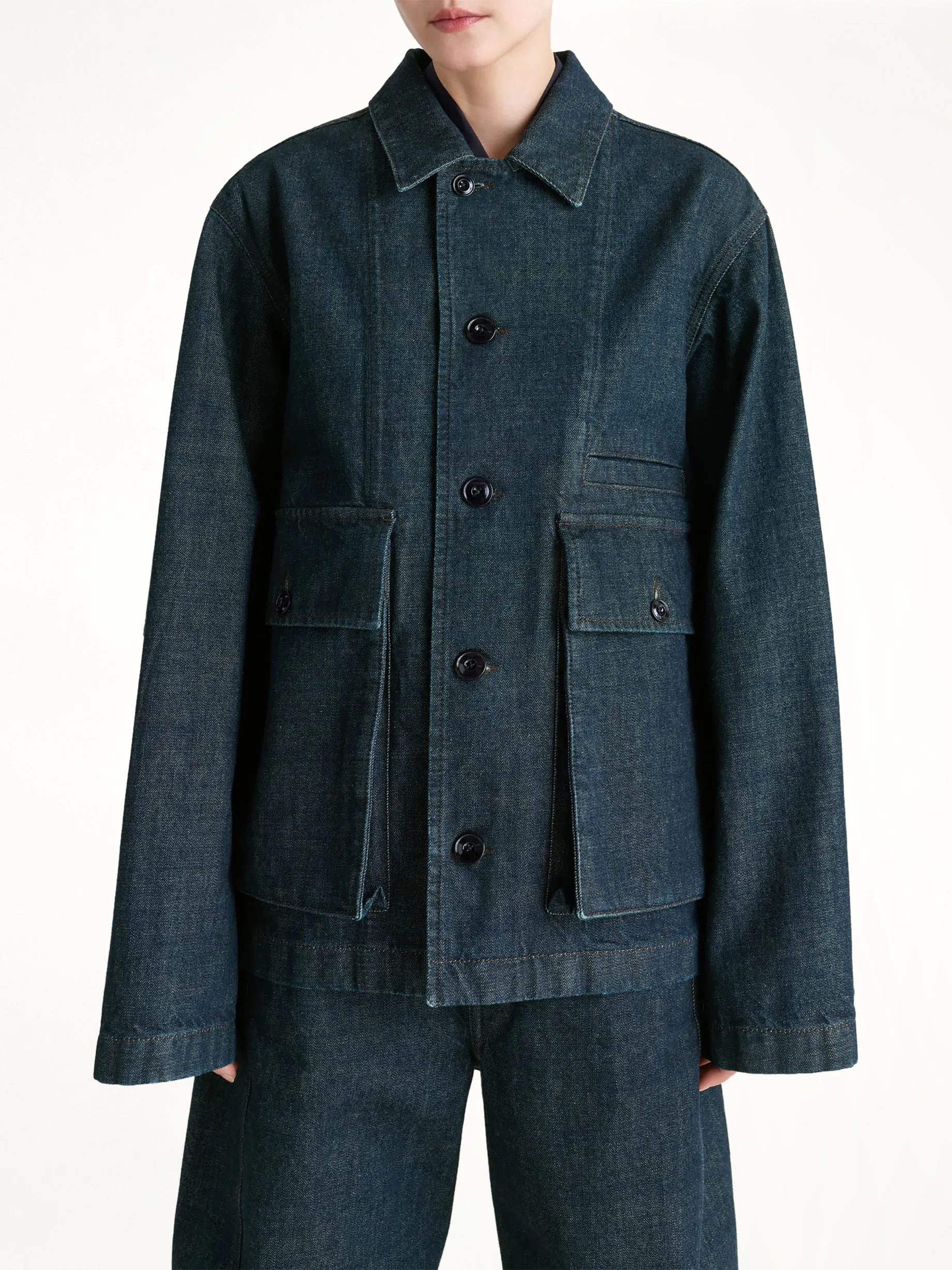 Boxy Jacket In Denim Indigo sold by MARAIS