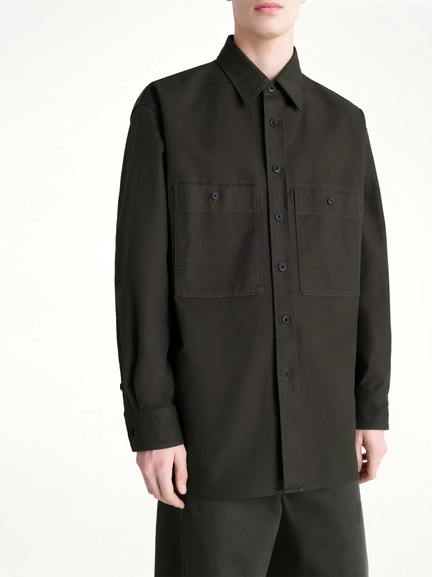 Utility Overshirt in Espresso sold by MARAIS