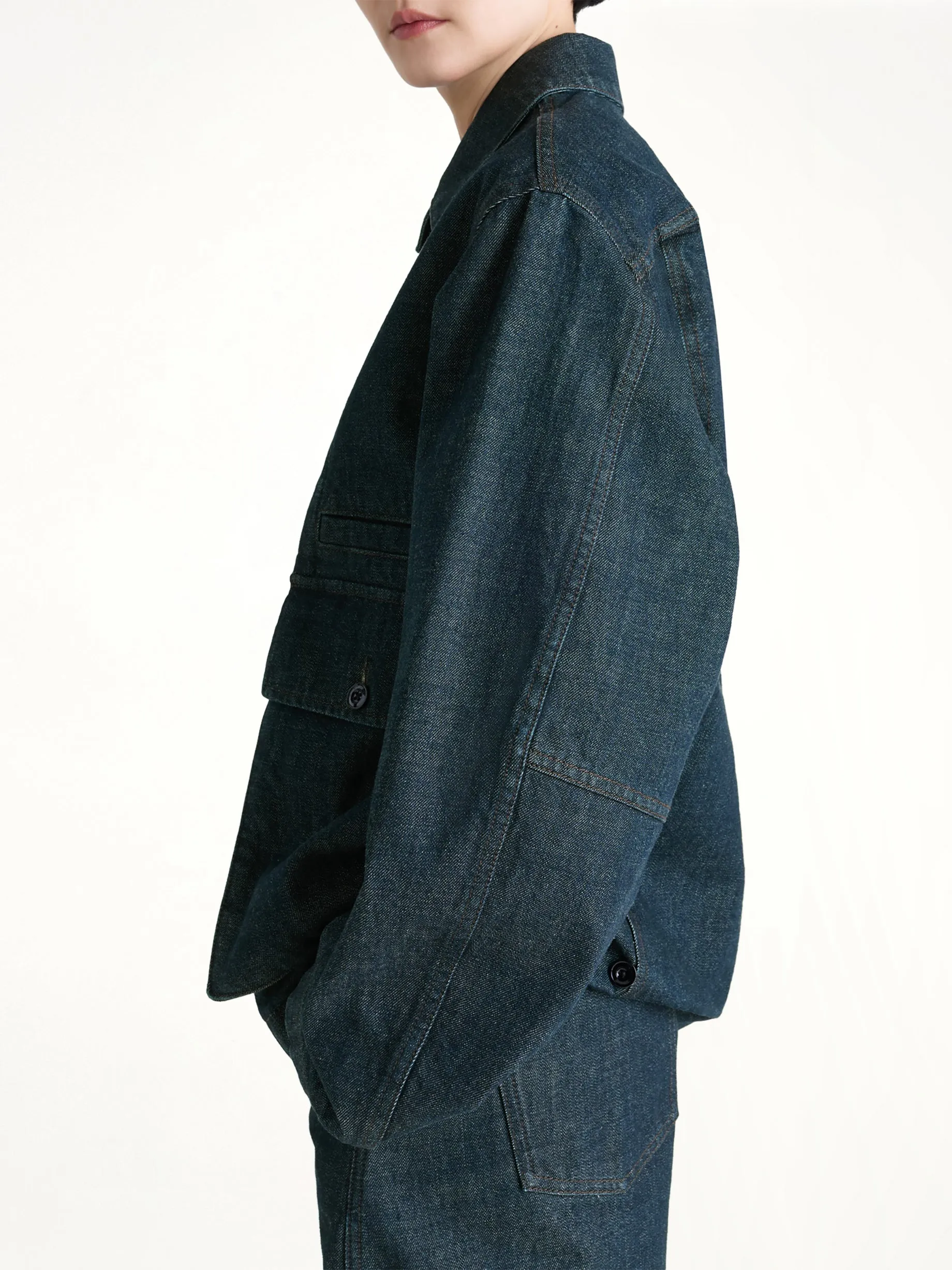 Boxy Outer Jacket in Denim Indigo sold by MARAIS product image thumbnail 3