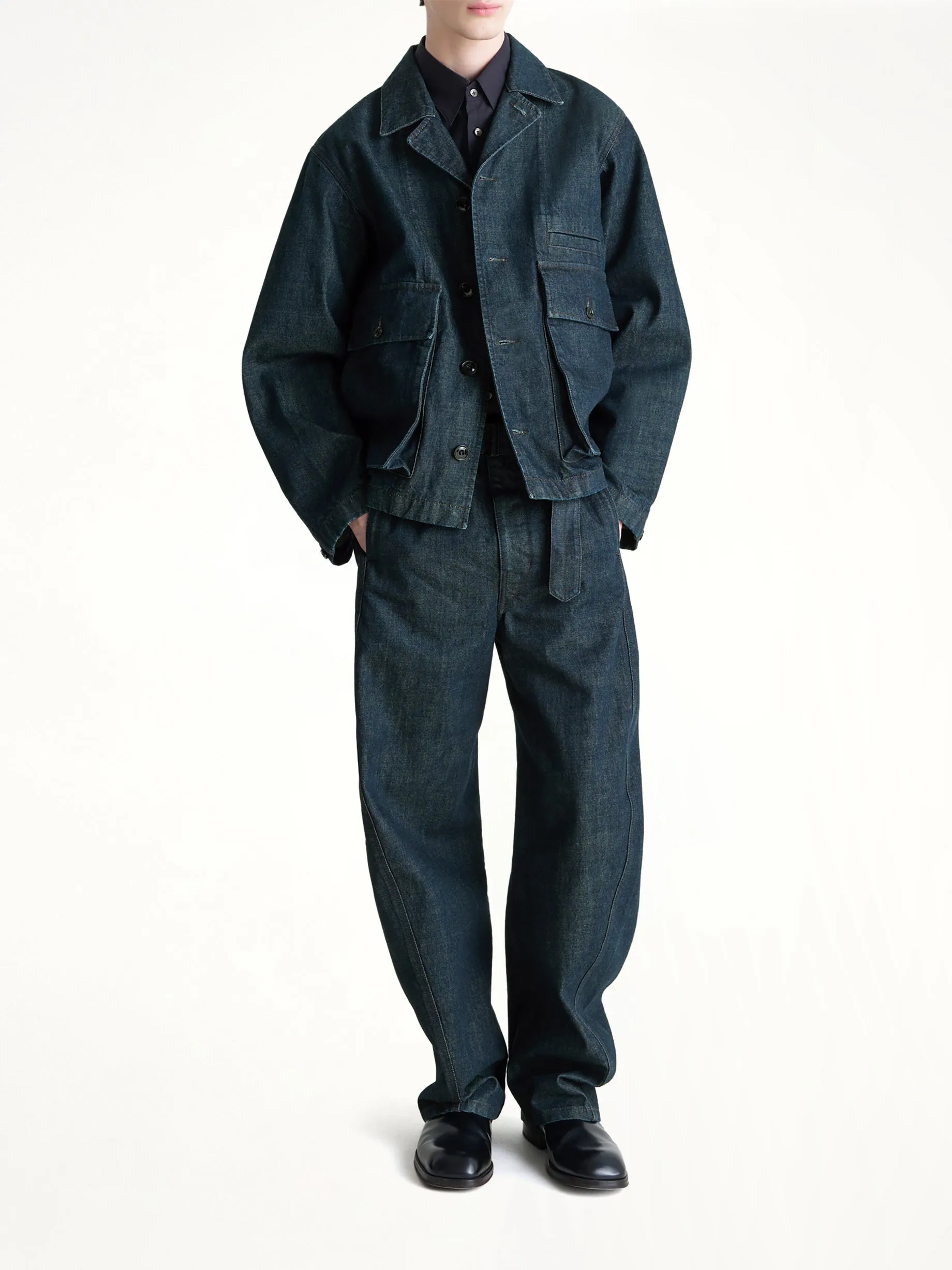 Boxy Outer Jacket in Denim Indigo sold by MARAIS product image thumbnail 4
