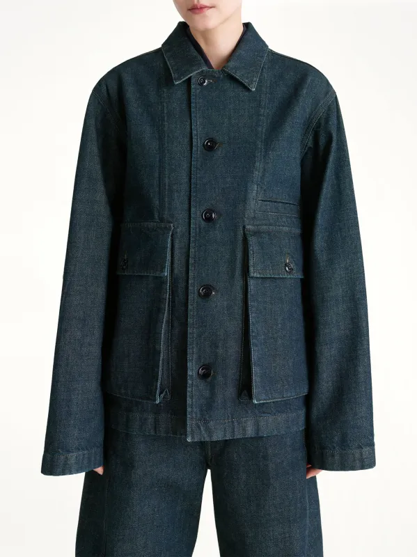 Boxy Outer Jacket in Denim Indigo sold by MARAIS